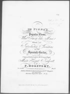 De Pinna's Popular Theme "What Fairy-like Music?" with an Introduction & Variations for the Spanish Guitar