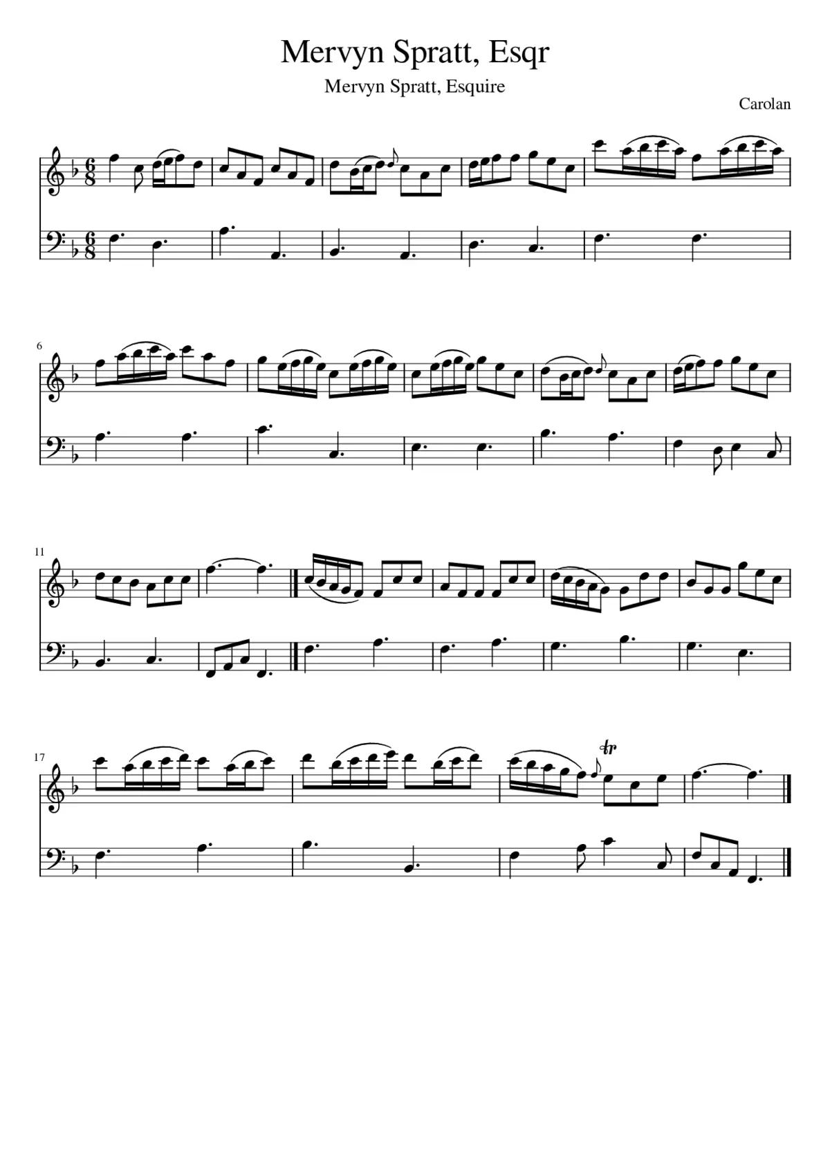 Mervyn Spratt Esqr - Page 1