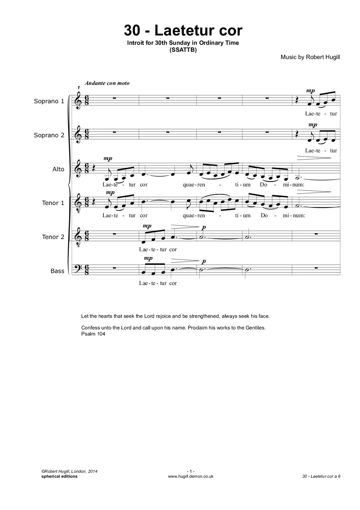 Laetetur cor a 6 - Page 1