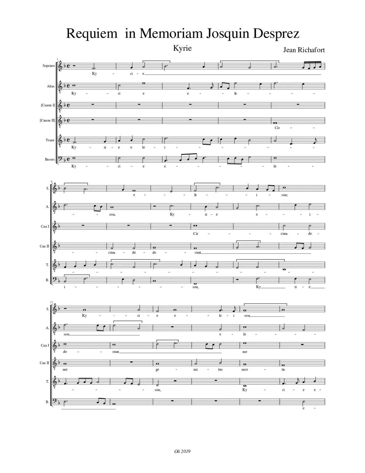 Requiem in Memoriam Josquin Desprez - Page 1