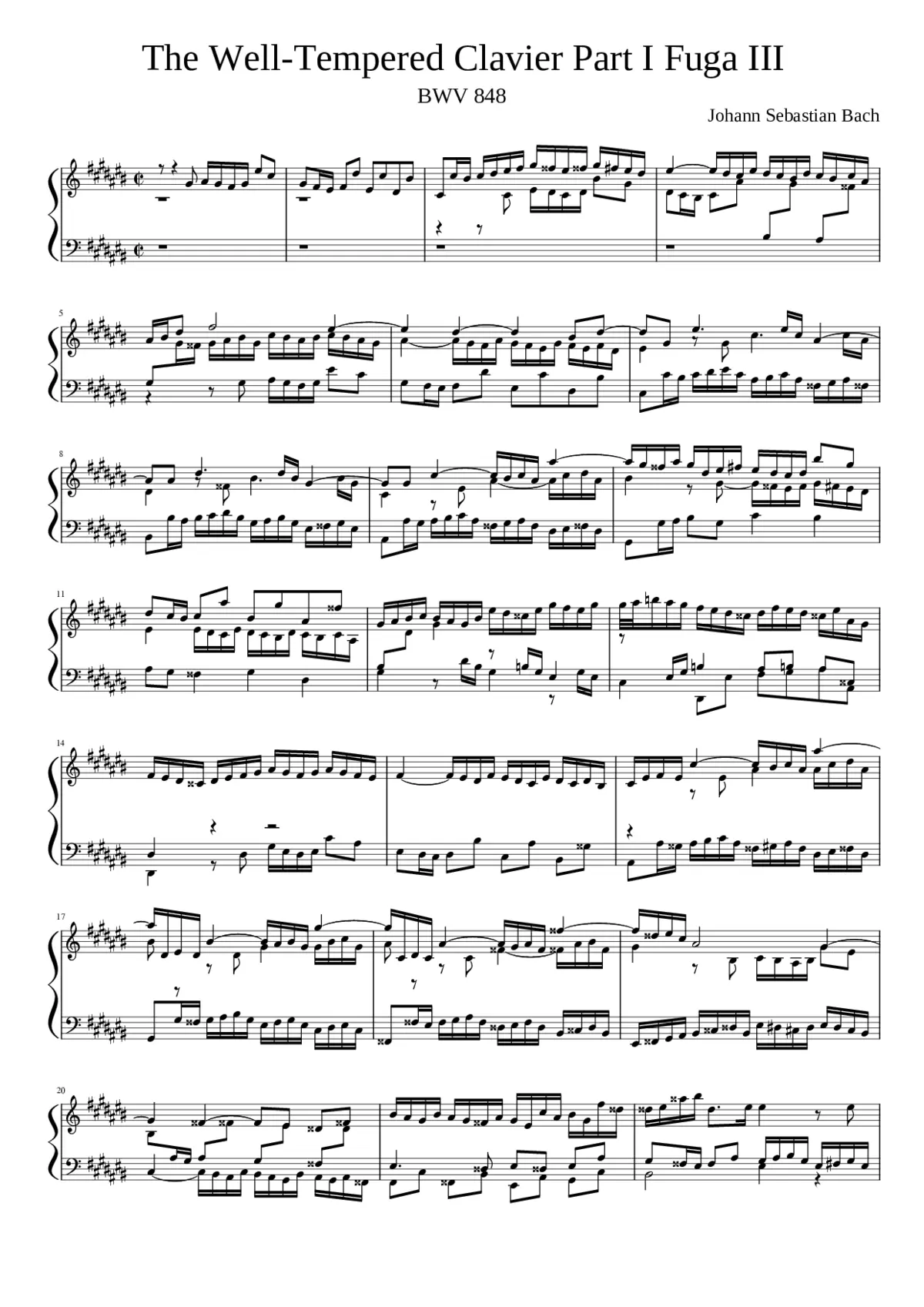 Prelude and Fugue in C-sharp major BWV 848 - Page 1