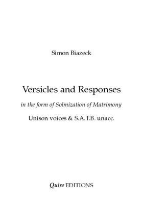 Versicles and Responses in the form of Solmization of Matrimony (Marriage Responses)