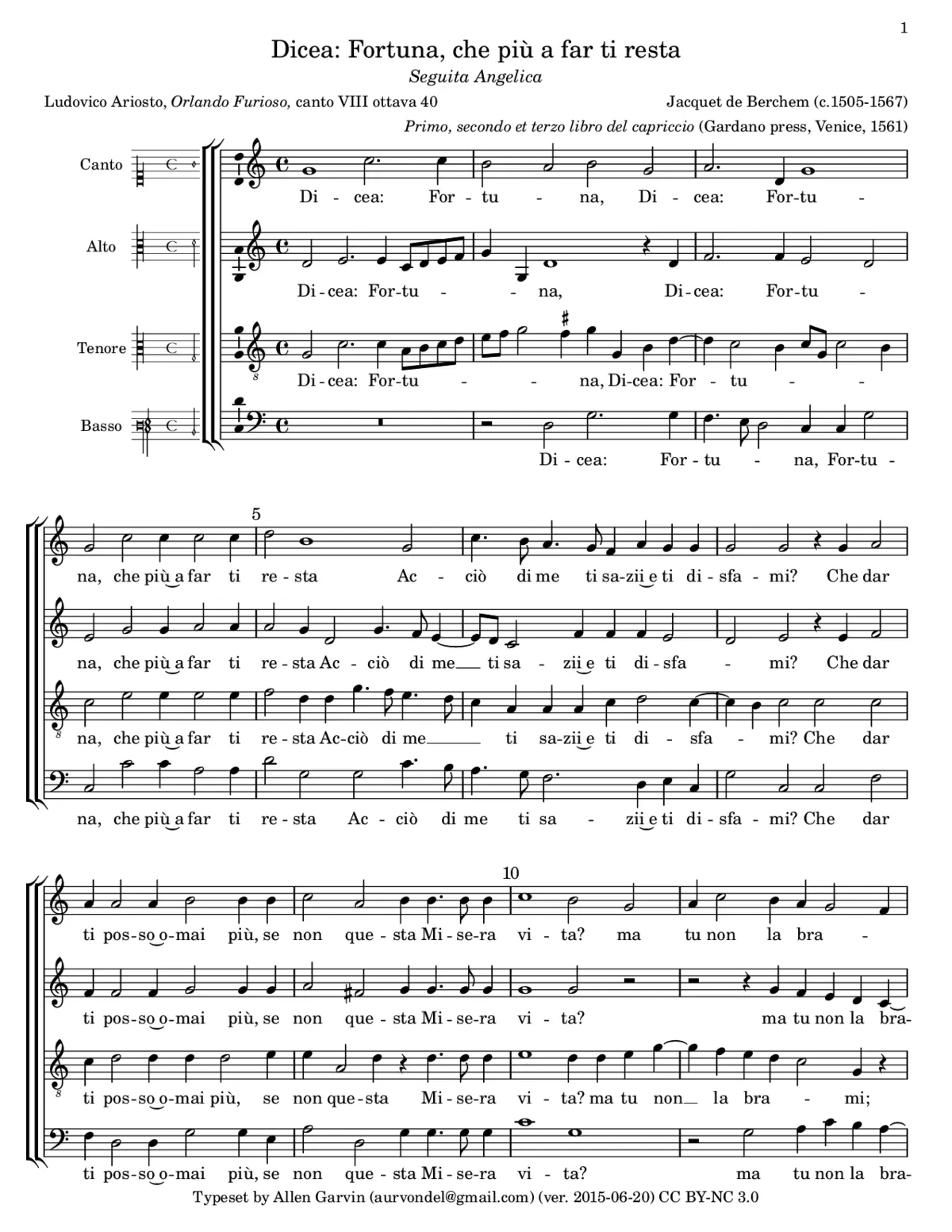 Dicea: Fortuna, che più a far ti resta - Page 1