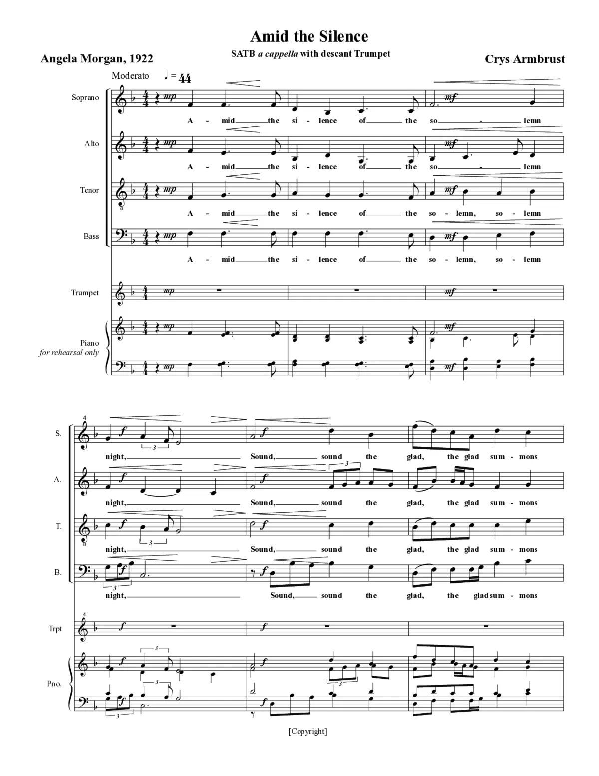 Amid the silence (from Three Choral Nativity Carols) - Page 1