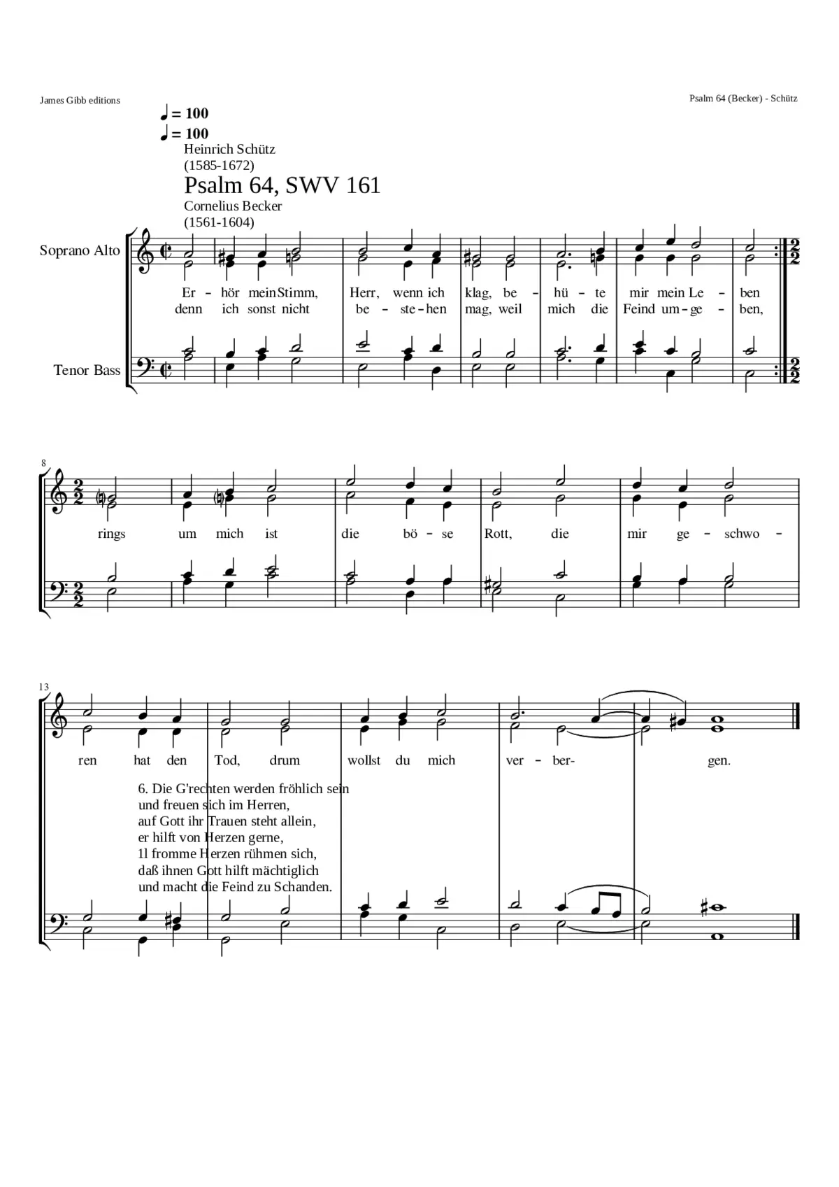 Erhör mein Stimm Herr wenn ich klag SWV 161 - Page 1