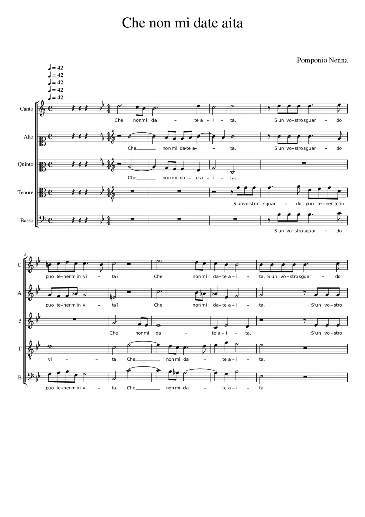 Che non mi date aita - Page 1