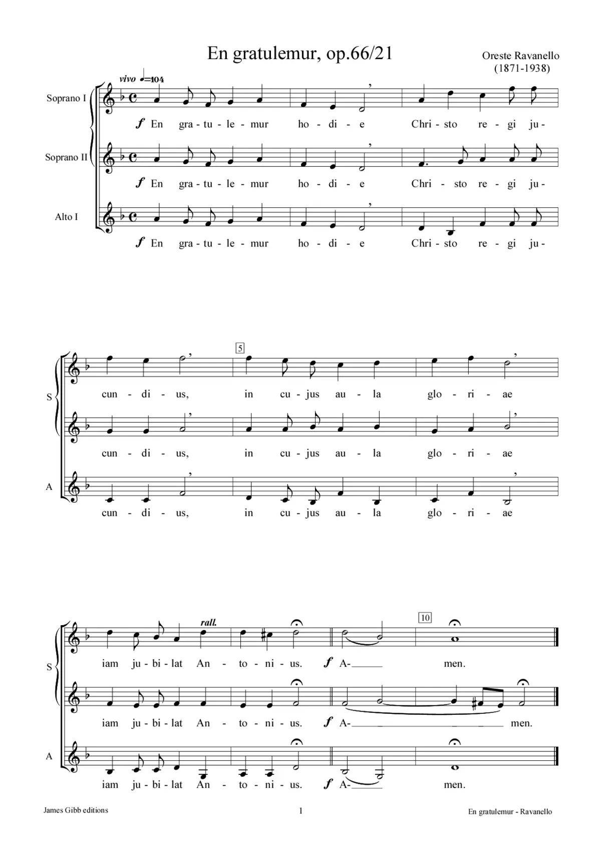En gratulemur, op. 66/21 - Page 1