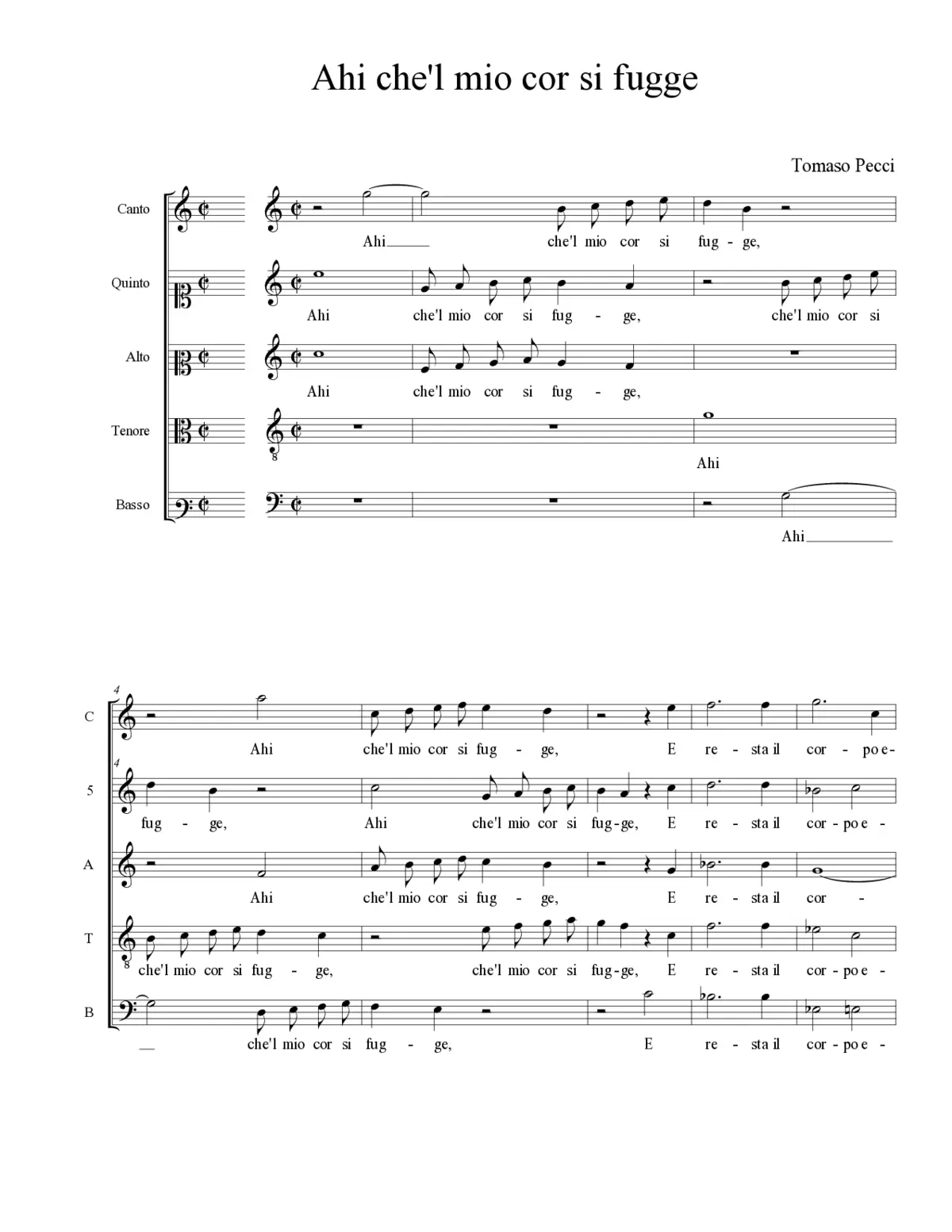 Ahi che'l mio cor si fugge - Page 1