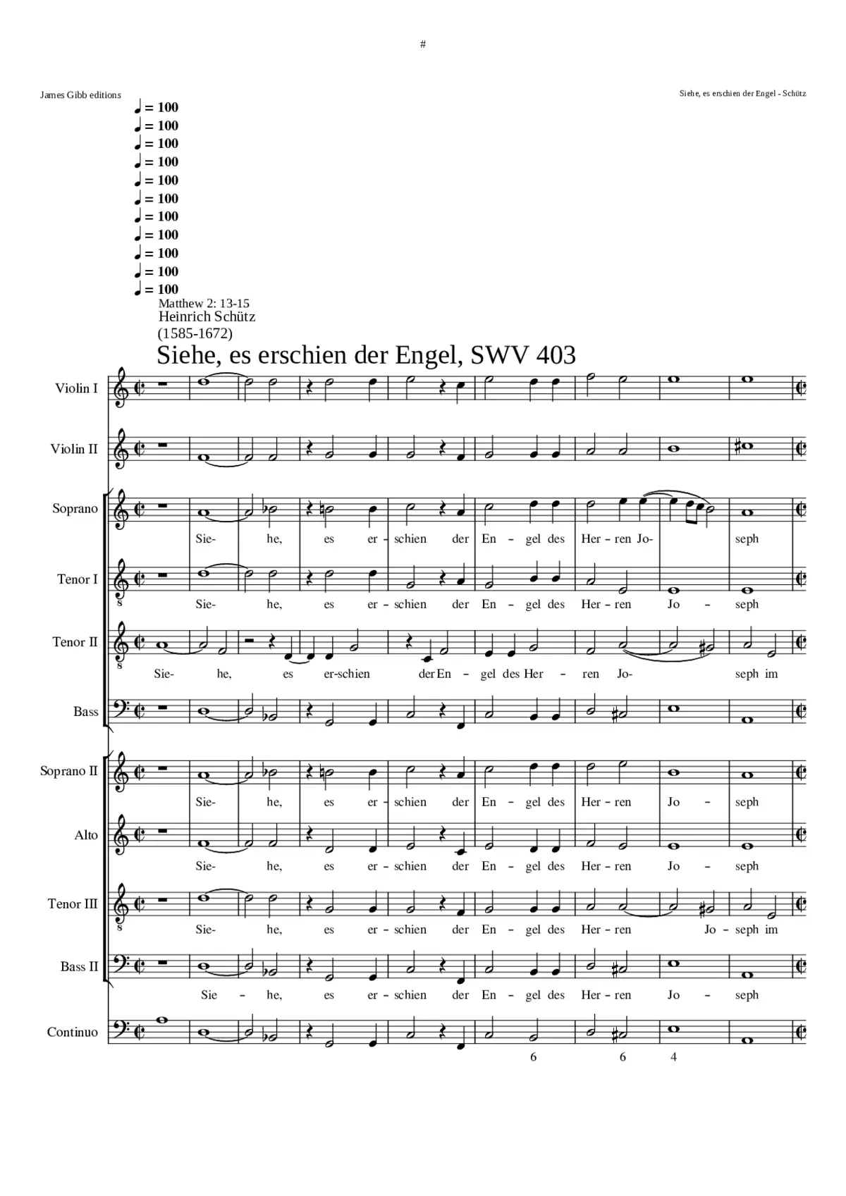 Siehe es erschien der Engel des Herren SWV 403 - Page 1