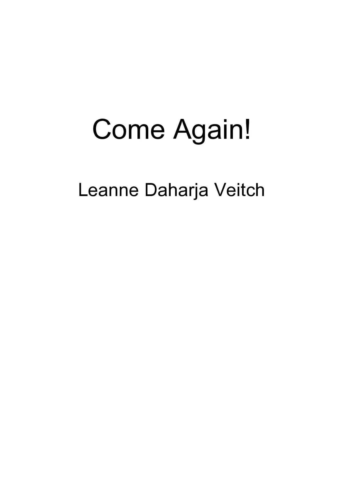 Come again! A return to church anthem - Page 1