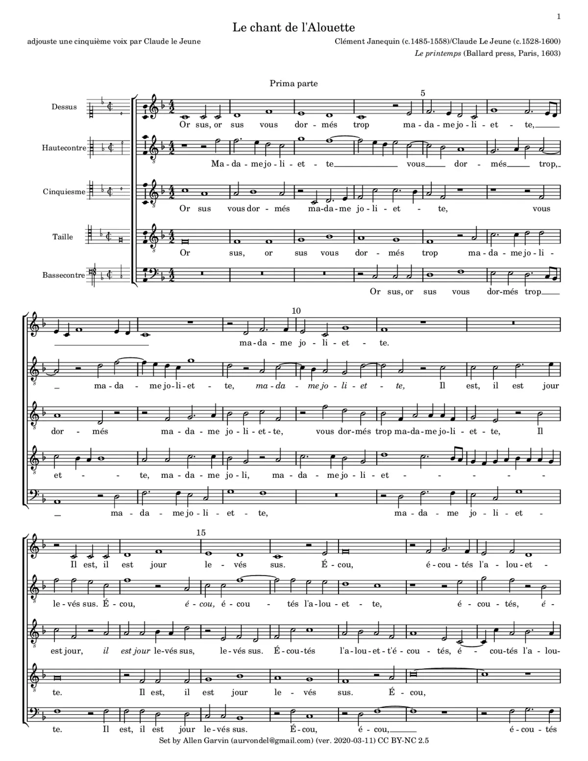 Le chant de l'Alouette - Page 1