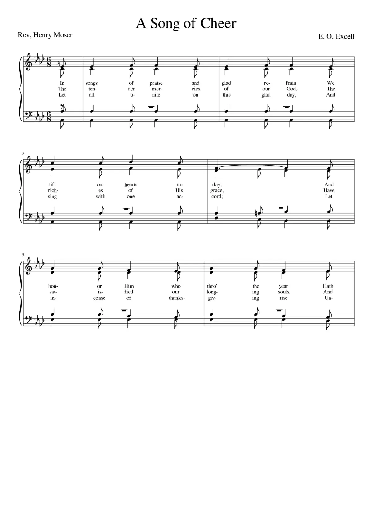 In songs of praise and glad refrain (Excell) - Page 1