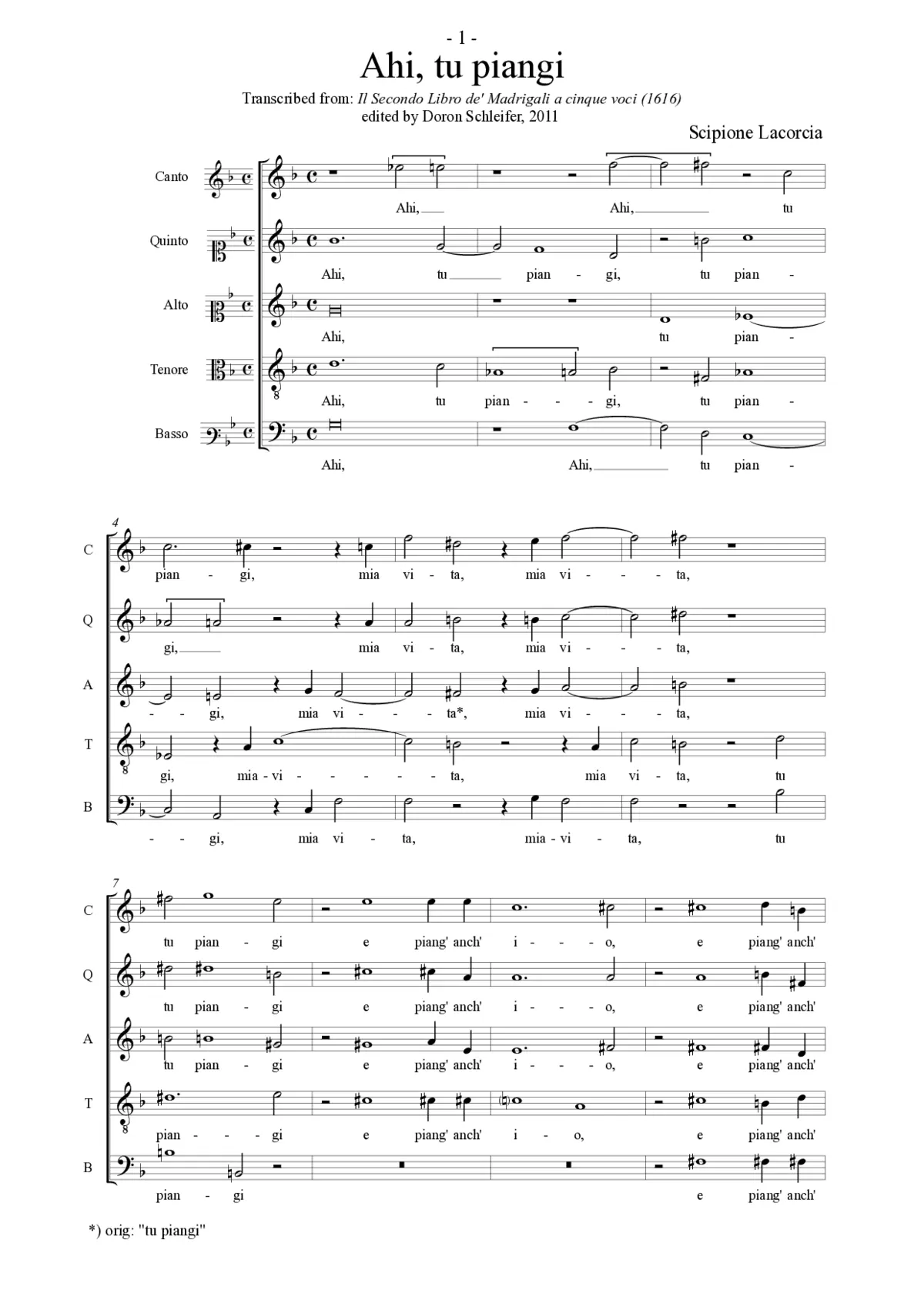 Ahi, tu piangi - Page 1