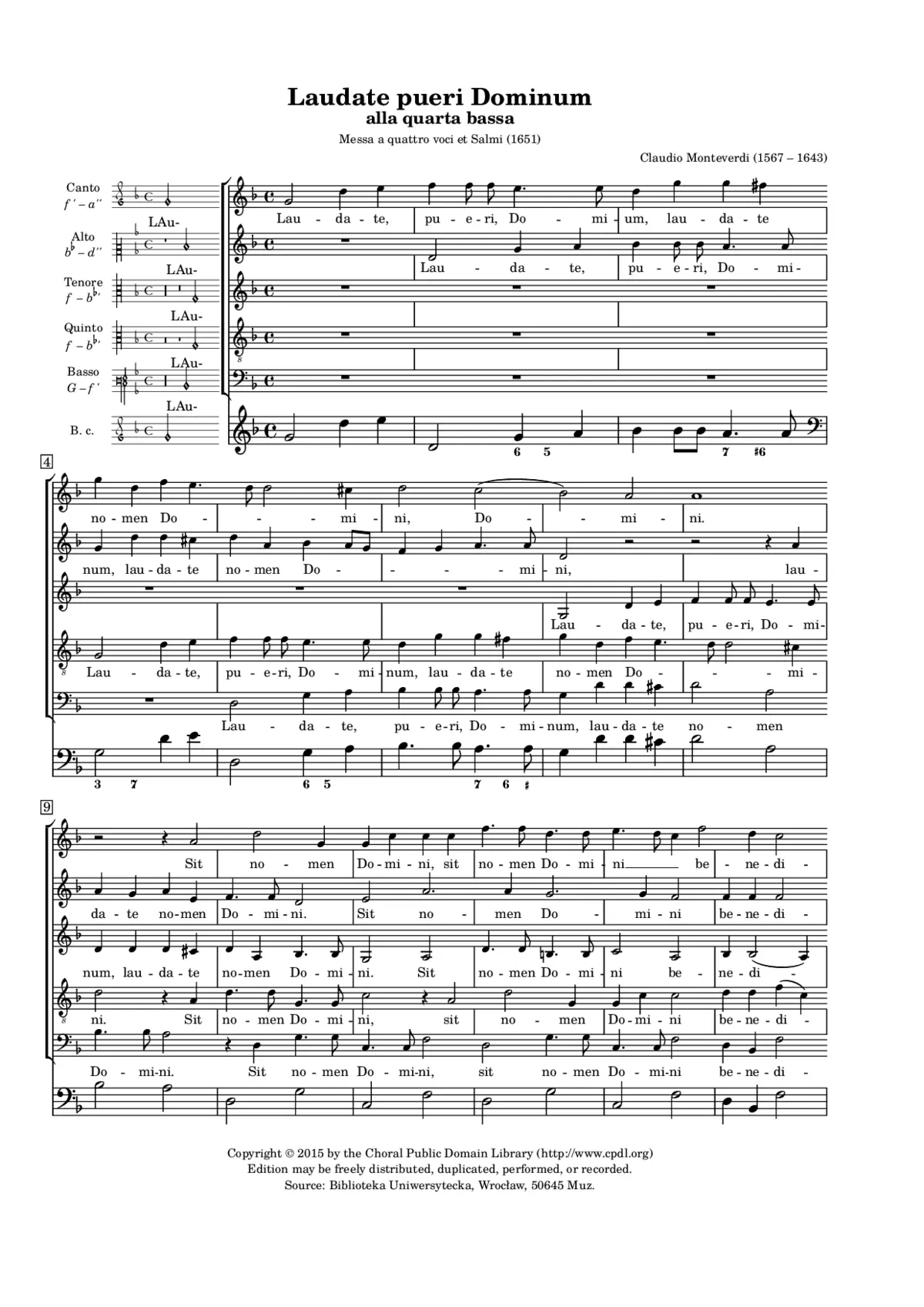 Laudate pueri a 5 voci da Cappella - Page 1