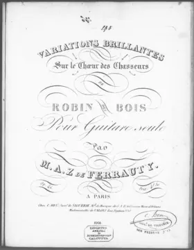 Variations Brillantes sur le Choeur des Chasseurs de "Robin de Bois" pour Guitare seule