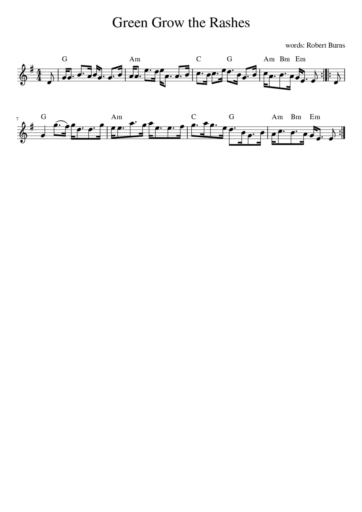 GREEN GROW THE RASHES - Page 1