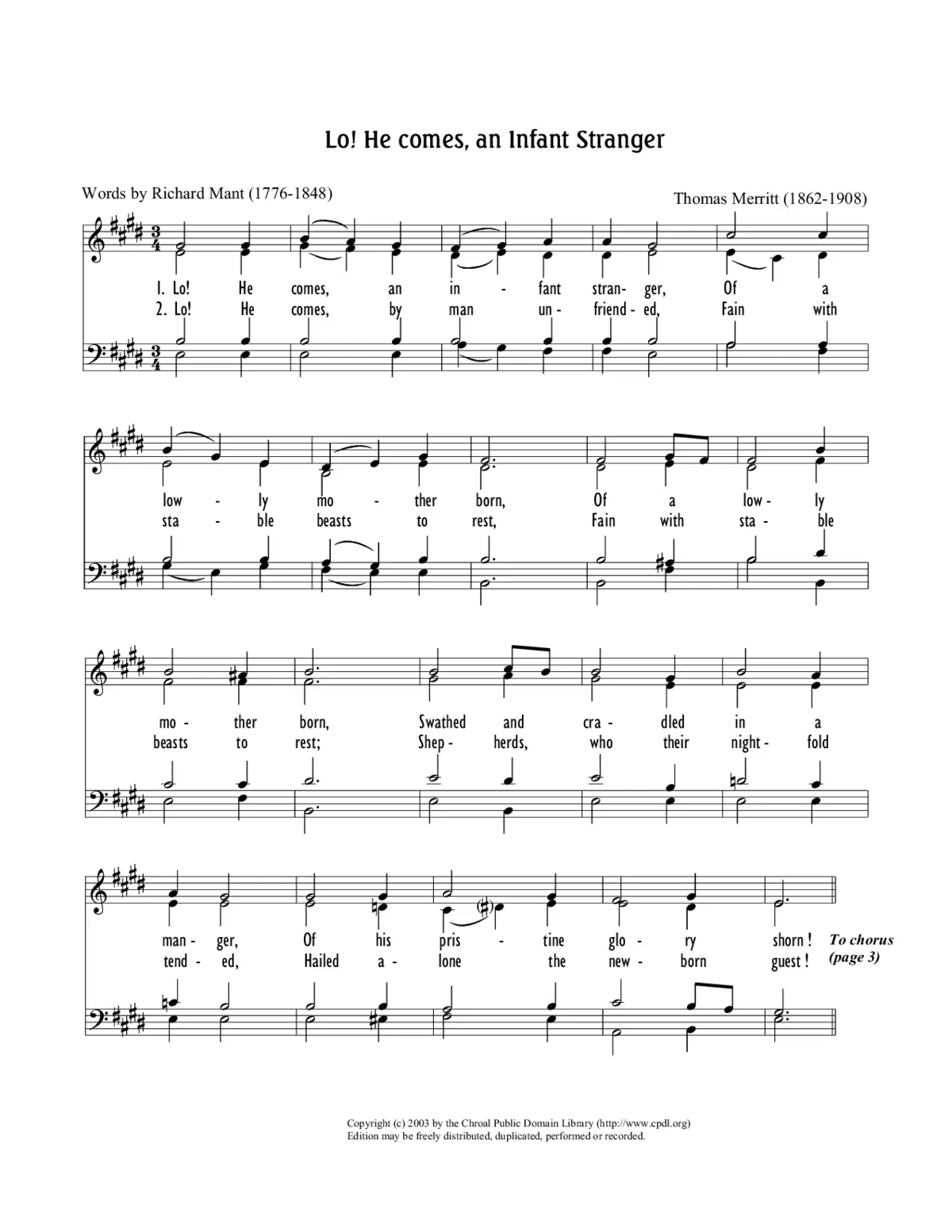 Lo! He comes, an infant stranger - Page 1