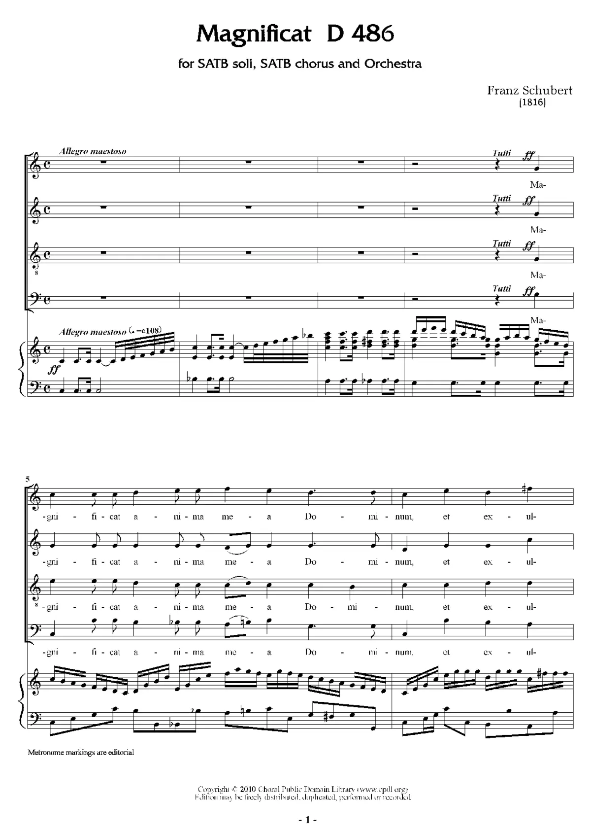 Magnificat, D486 - Page 1