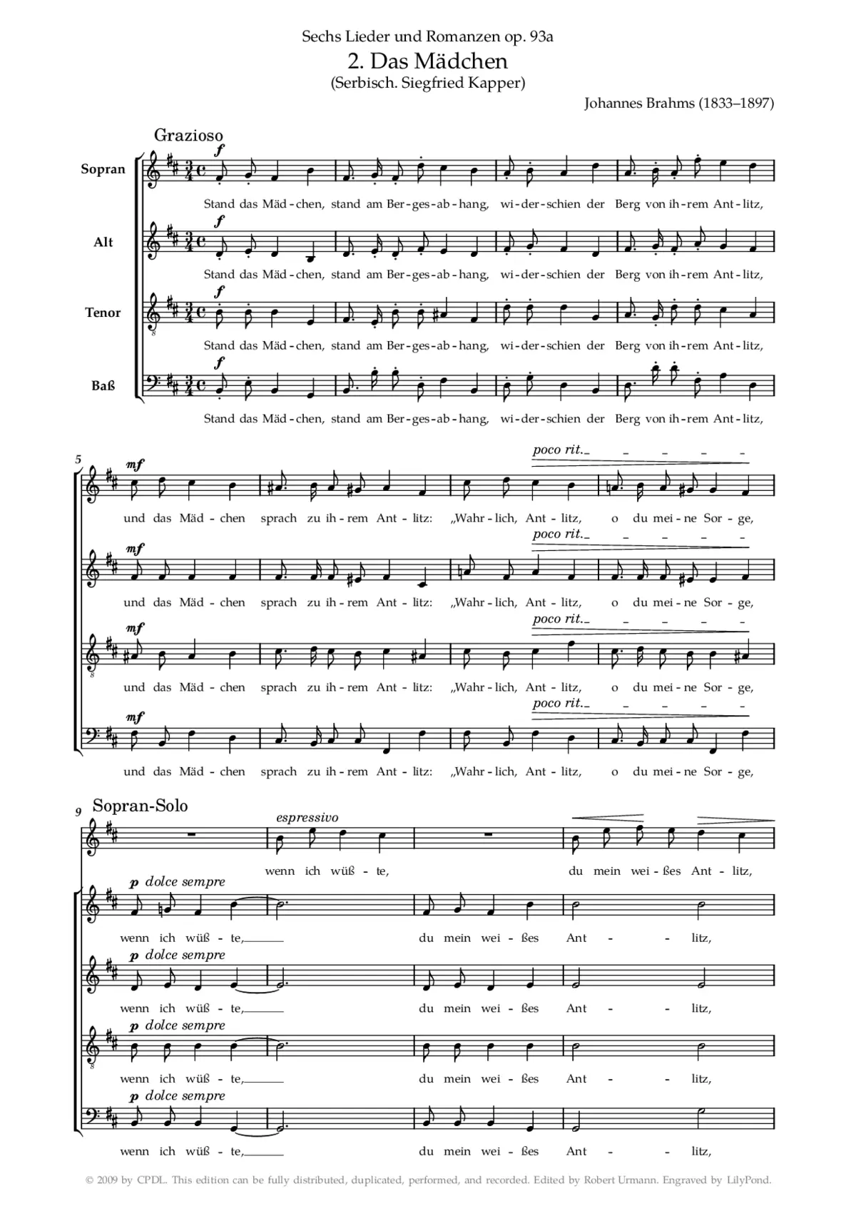 Das Mädchen, Op. 93a, No. 2 - Page 1