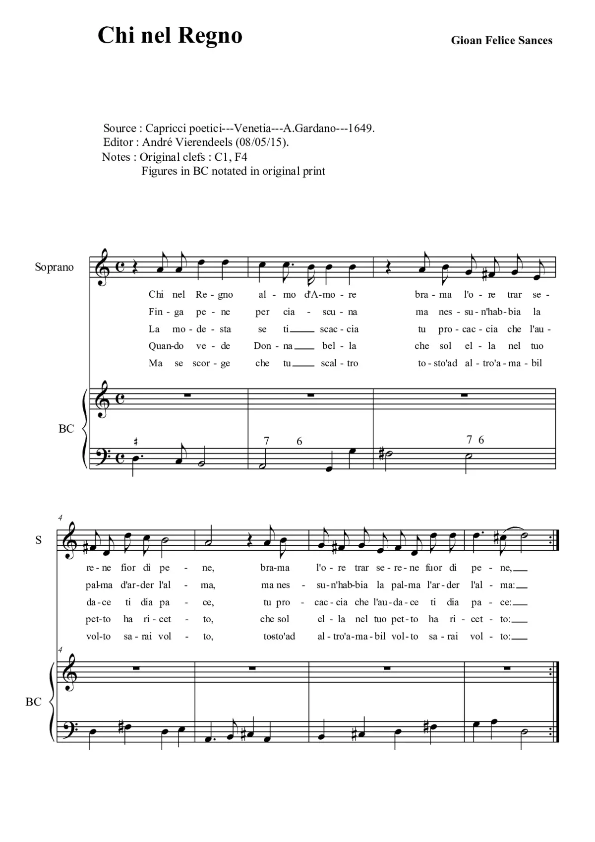 Chi nel regno almo d'Amore - Page 1