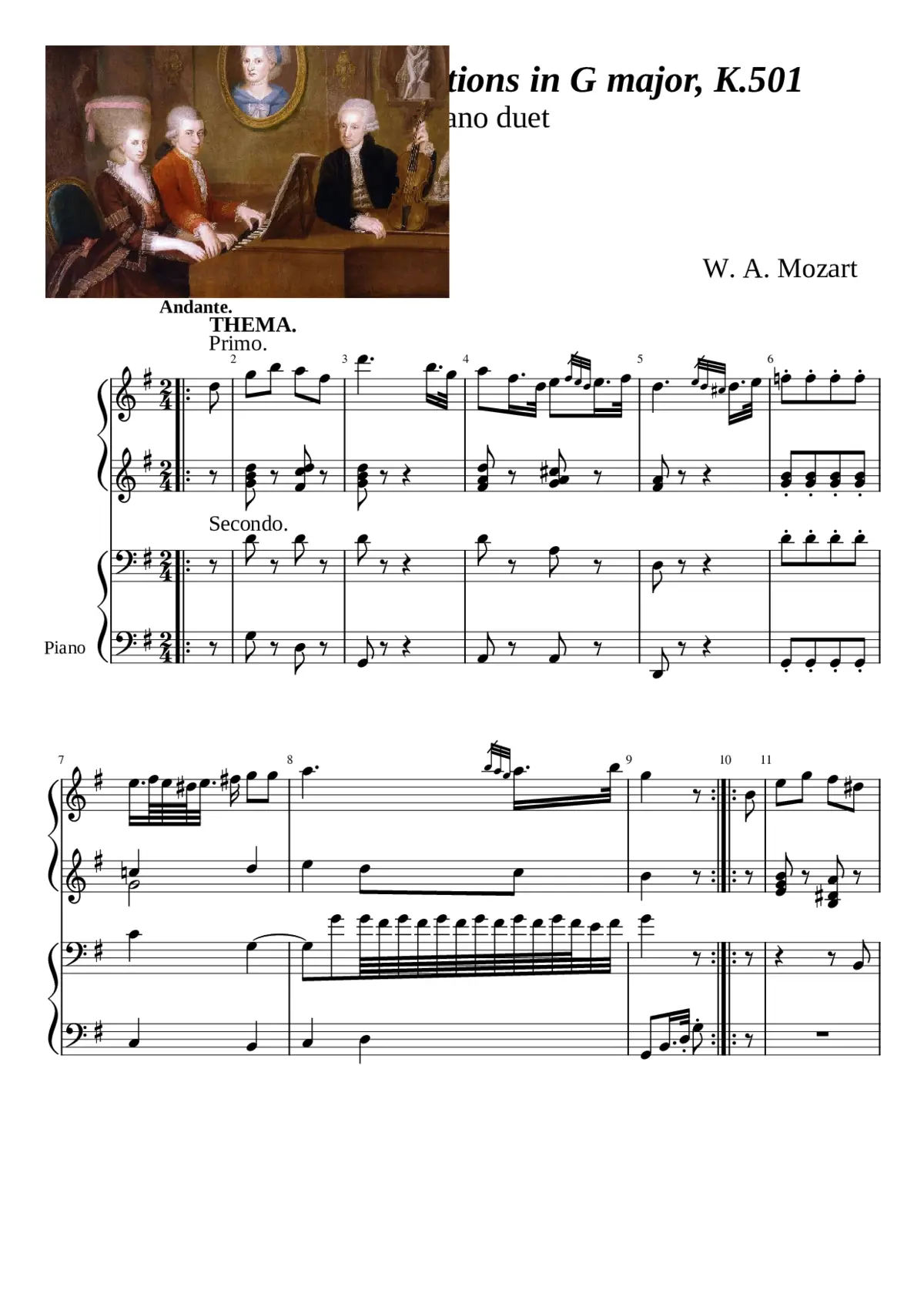 5 Variations in G major K.501 - Page 1