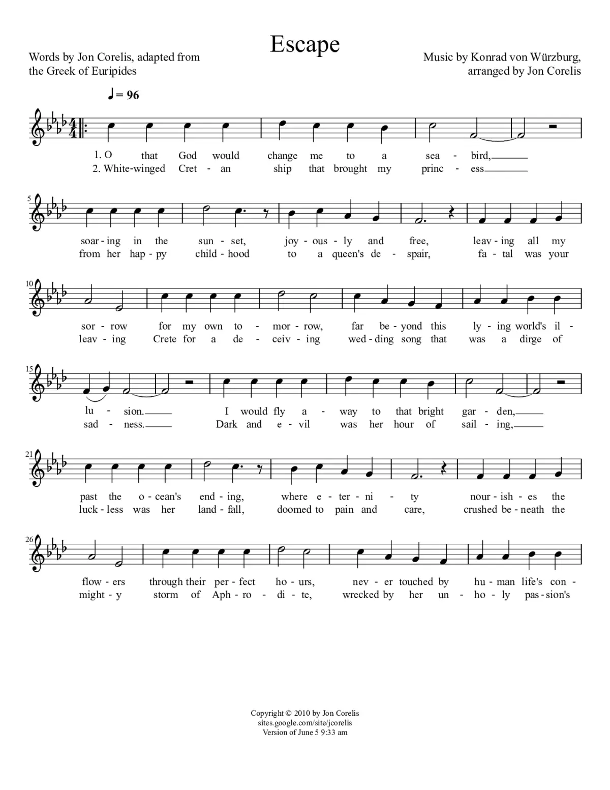 Escape: Chorus from Euripides' Hippolytos - Page 1