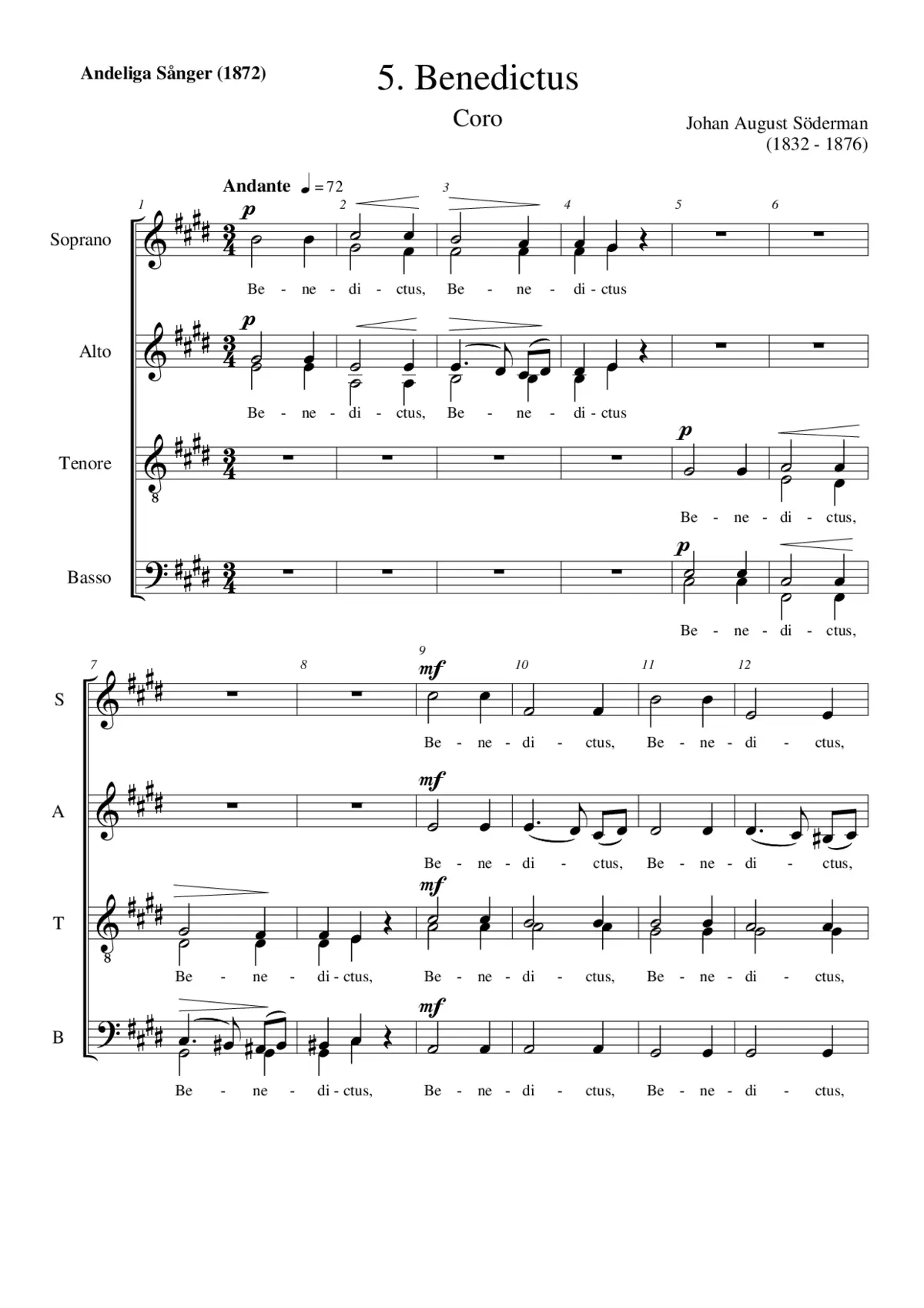 Benedictus (No. 5 from 'Andliga sånger') - Page 1