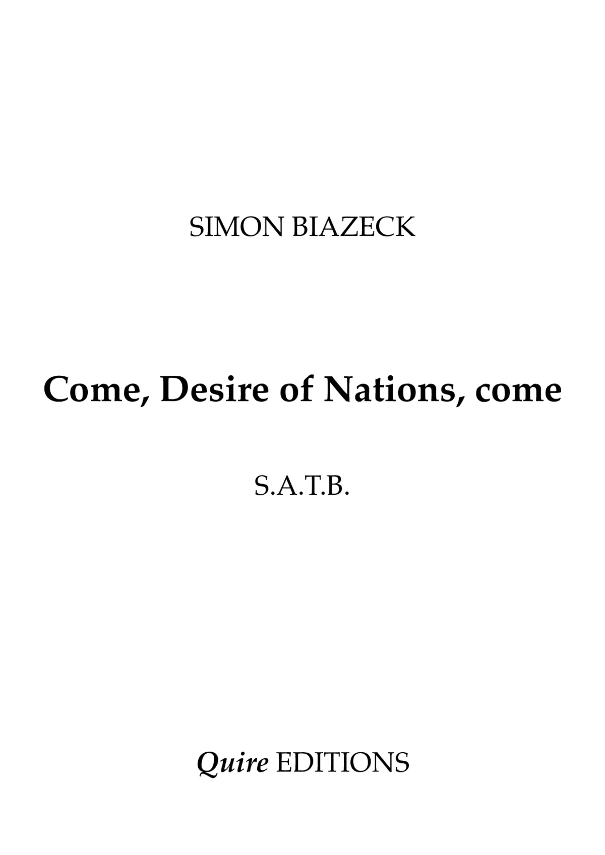 Come, Desire of Nations, come - Page 1