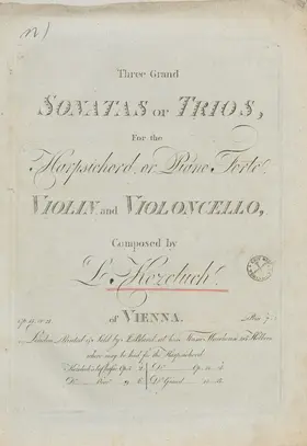 3 Sonates Pour le Clavecin ou le Forte Piano avec Violon et Violoncelle Obliges