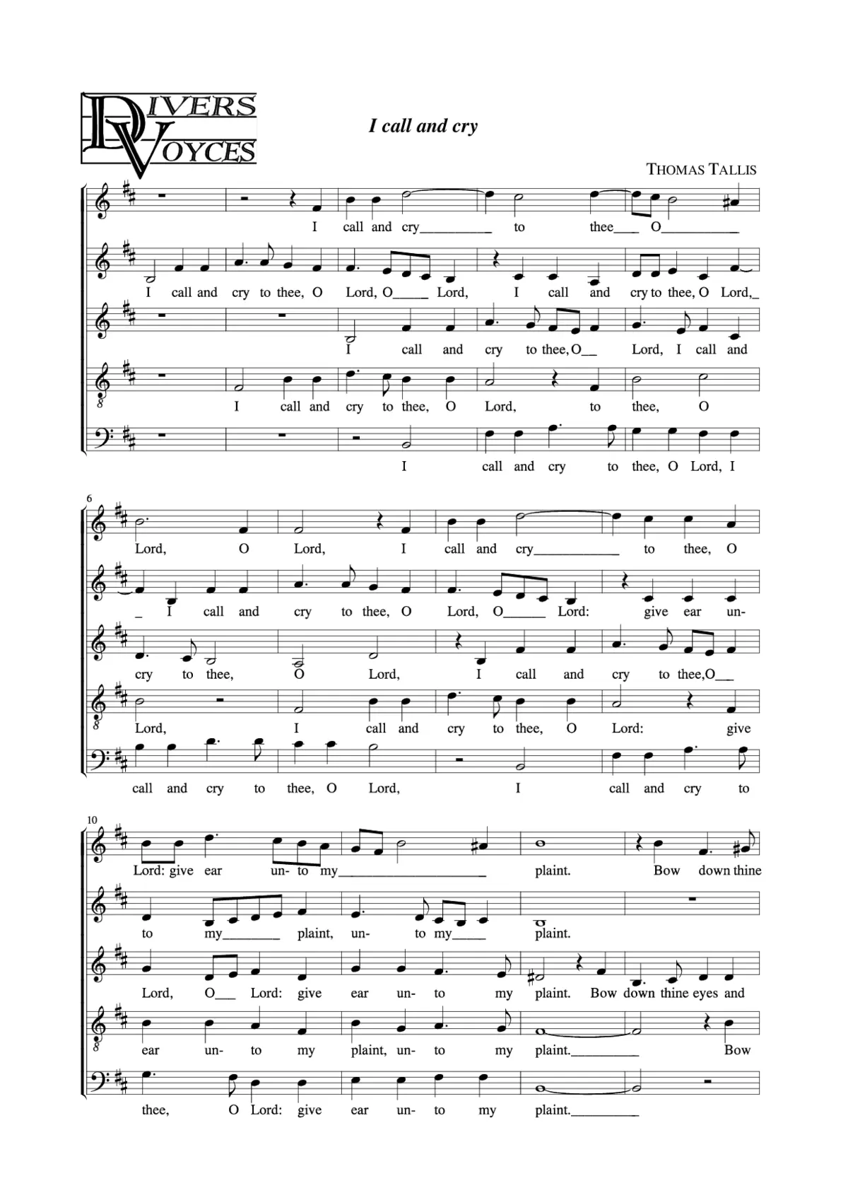 I call and cry to thee, O Lord - Page 1