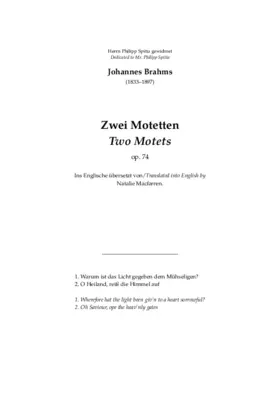 Zwei Motetten, Op. 74