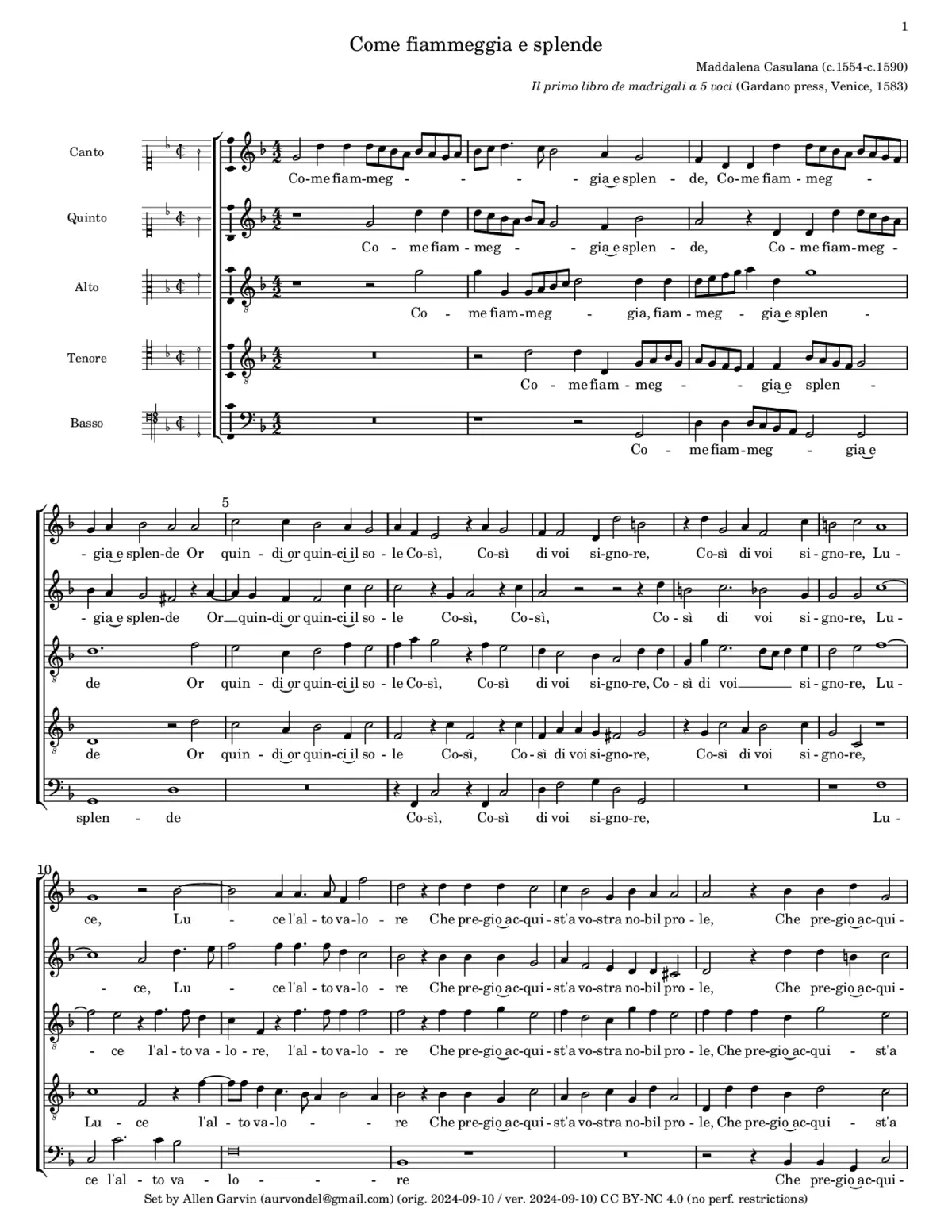Come fiammeggia e splende - Page 1