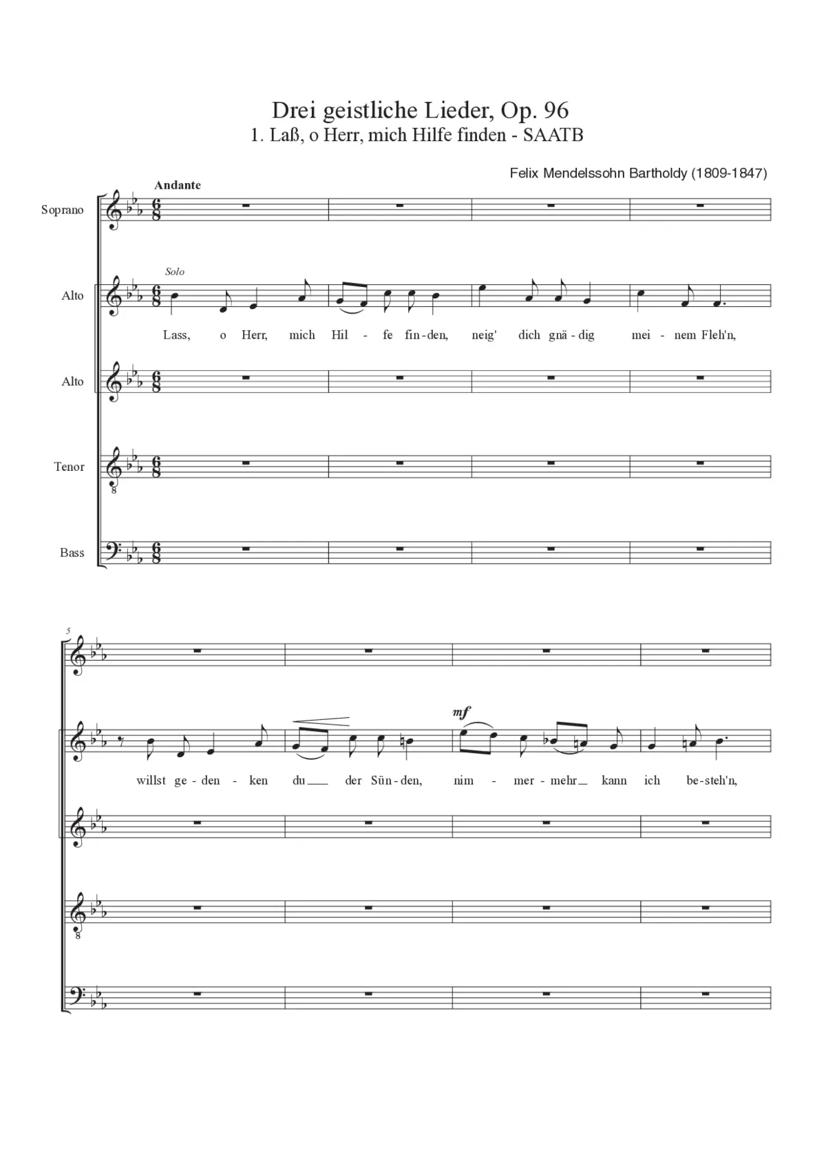 Lass', o Herr, mich Hülfe finden, Op. 96, No. 1 - Page 1
