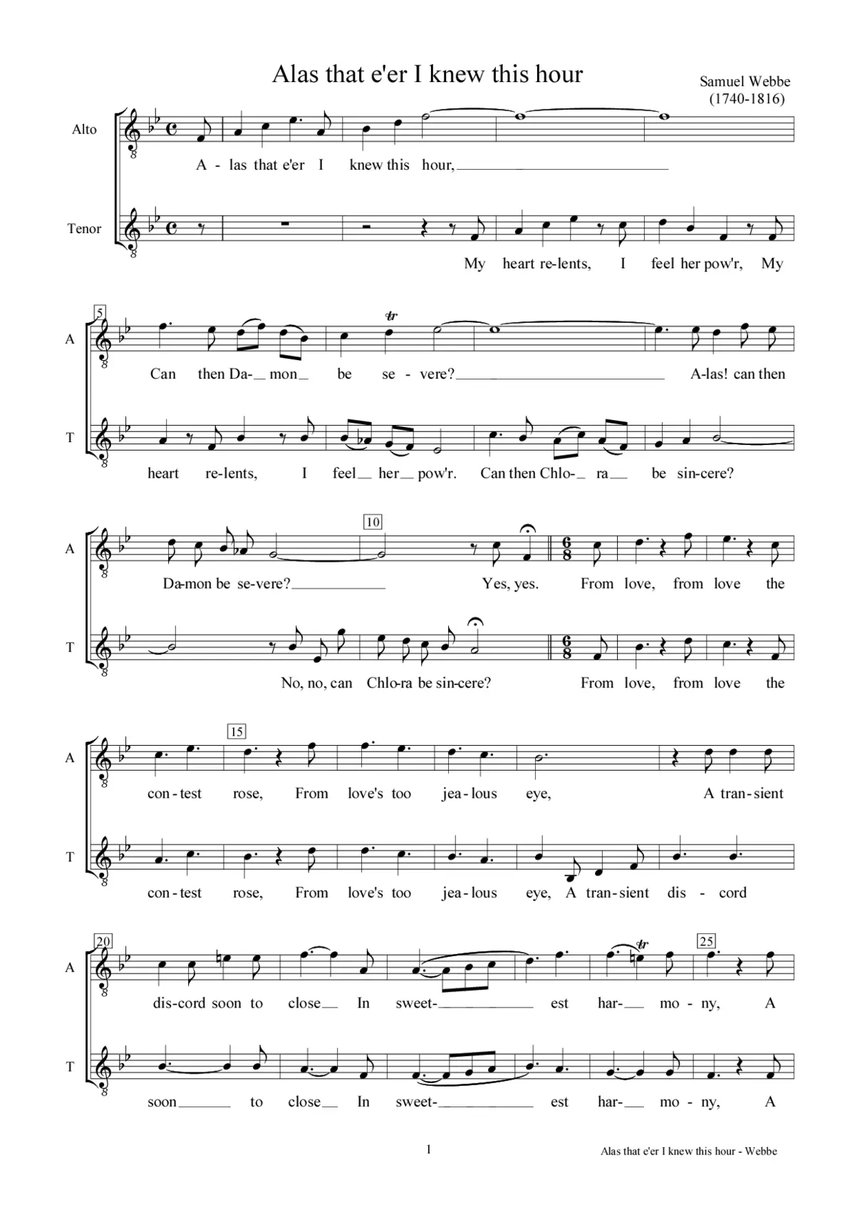 Alas that e'er I knew this hour - Page 1