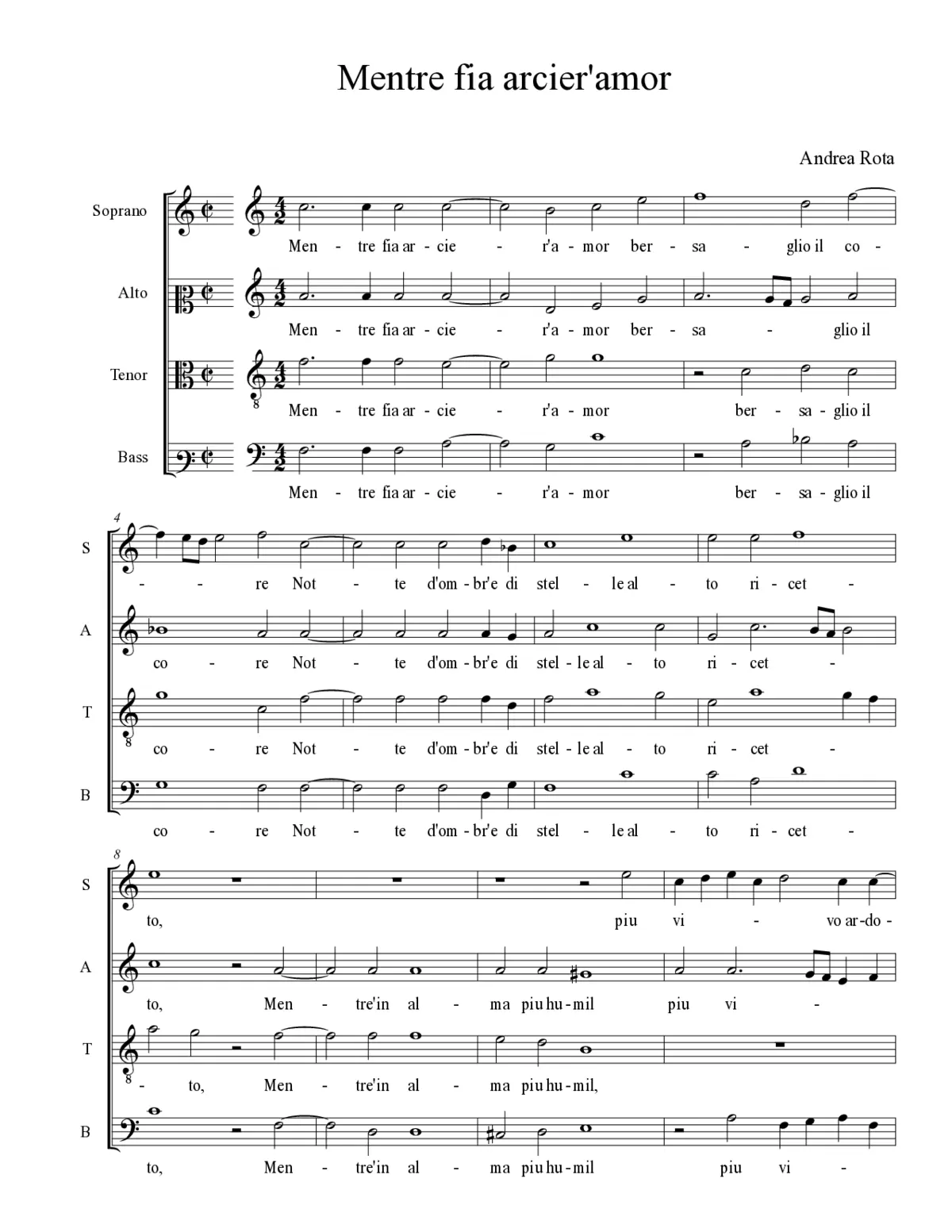 Mentre fia arcier'amor - Page 1