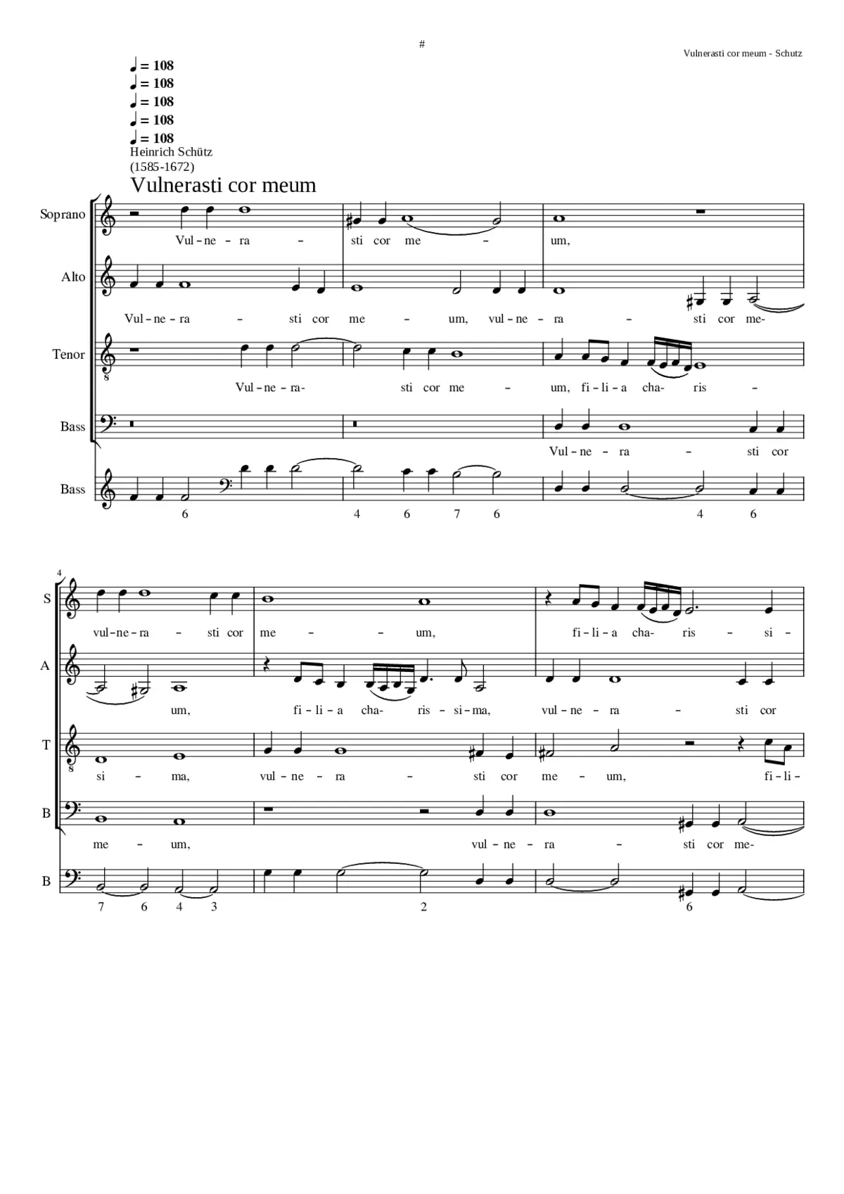 Vulnerasti cor meum SWV 64 - Page 1