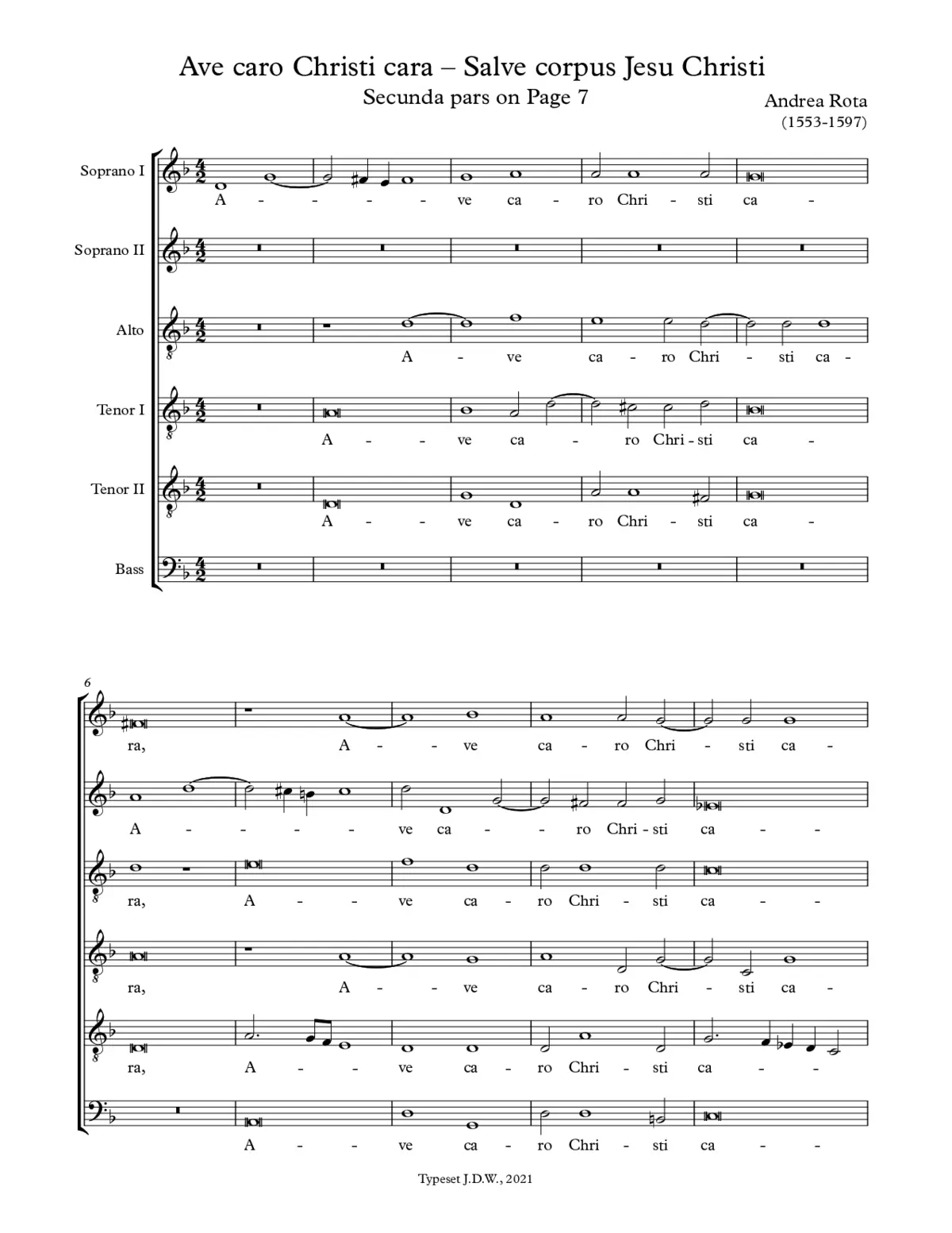 Ave caro Christi, Salve corpus Jesu Christi a 6 - Page 1
