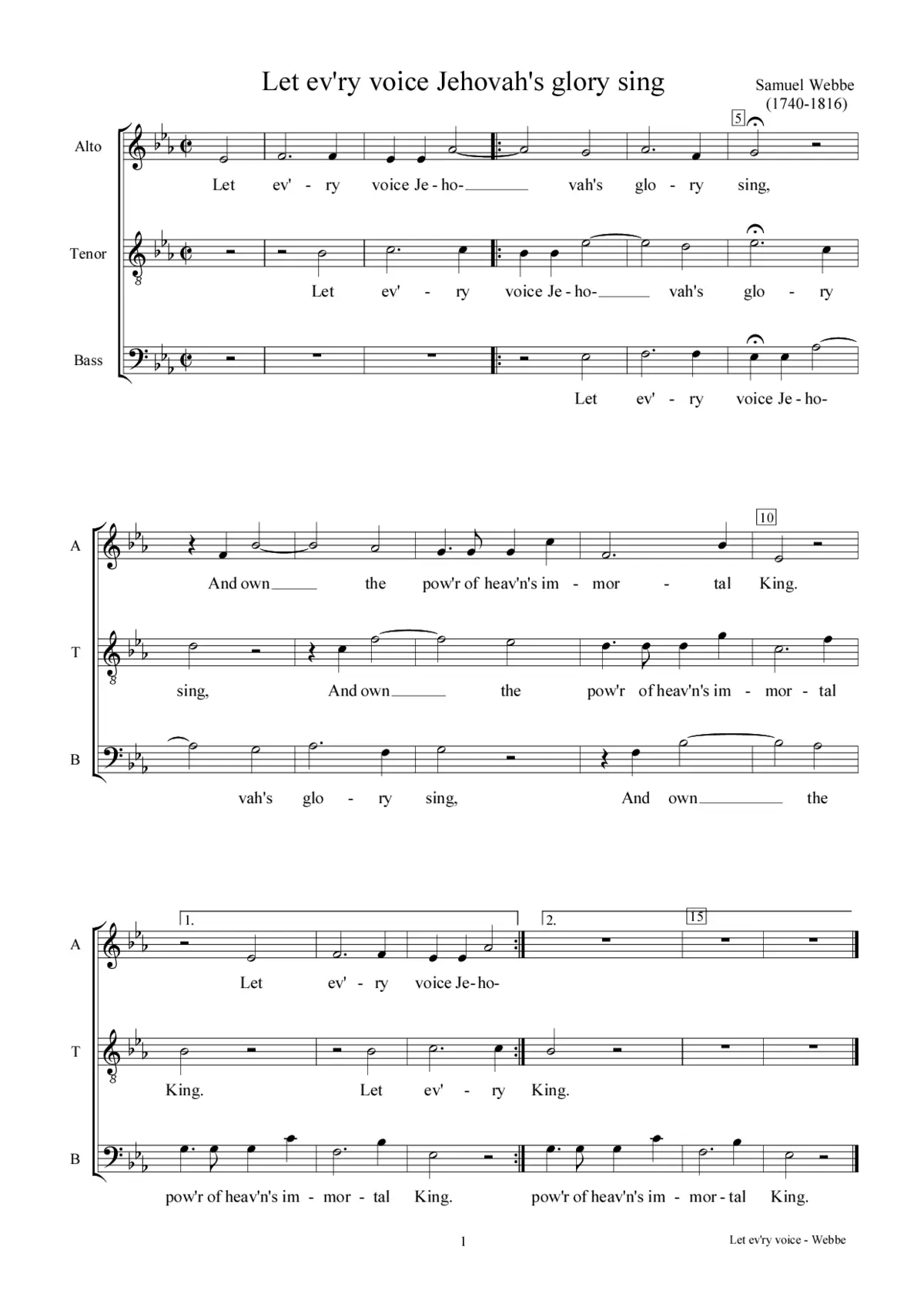 Let ev'ry voice Jehovah's glory sing - Page 1