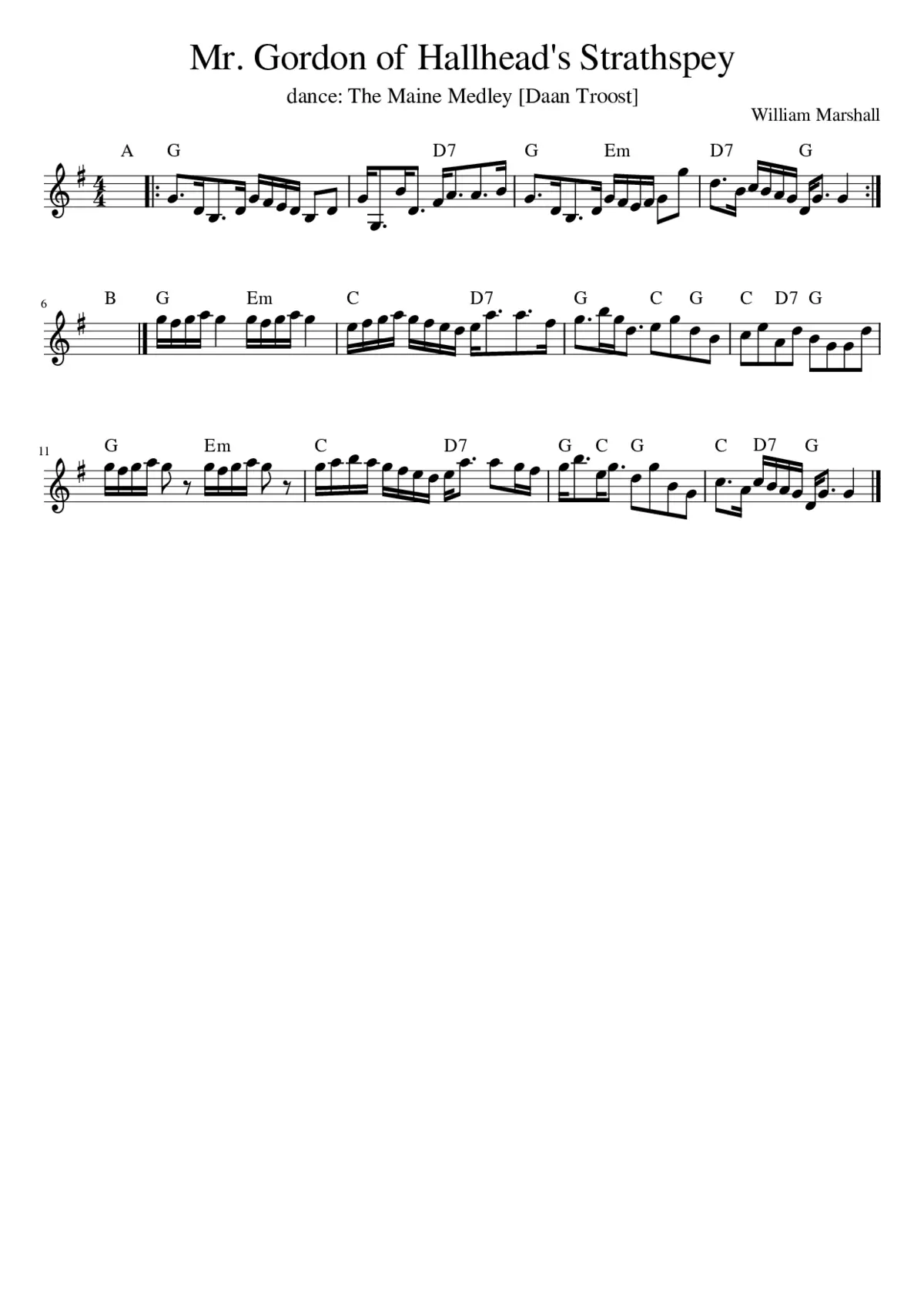 Mr. Gordon of Hallhead's Strathspey - Page 1