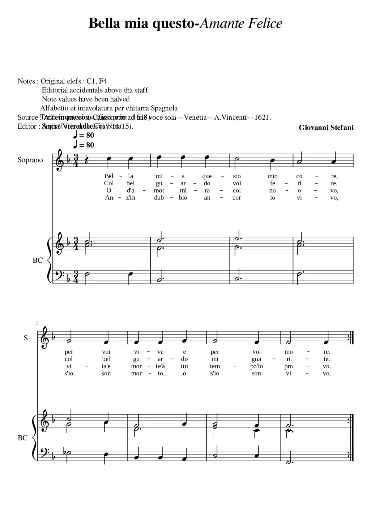 Bella mia questo core - Amante Felice - Page 1
