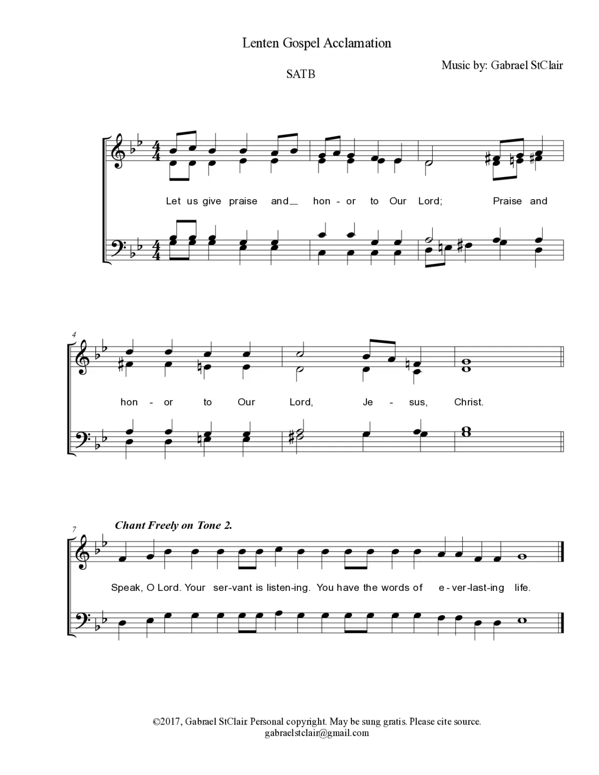 Lenten Gospel Acclamation - Page 1