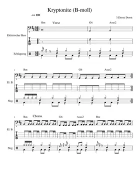 3 Doors Down - Kryptonite (B-moll) - bass and drums (unfinished)
