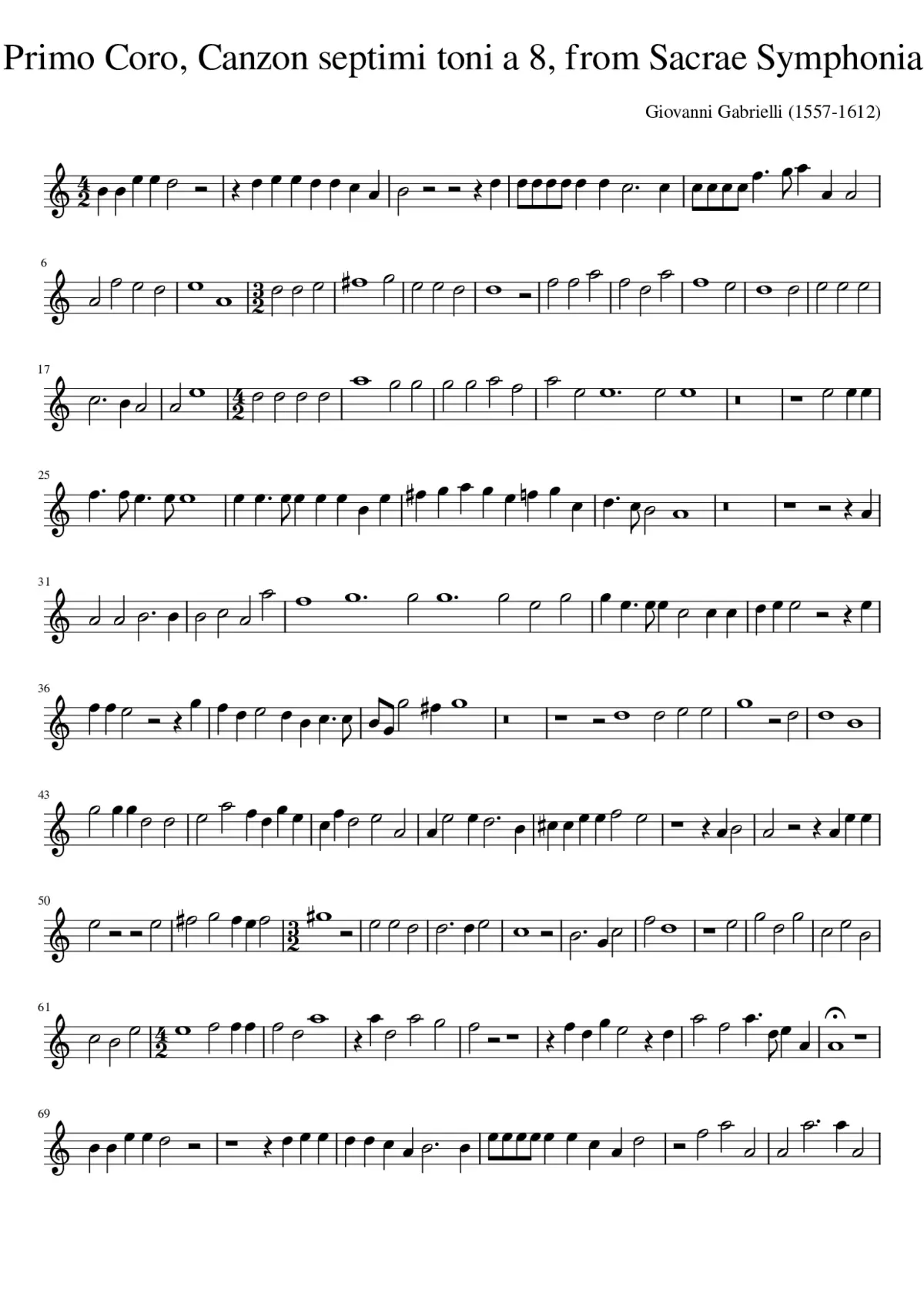 Tenore Primo Coro Canzon septimi toni a 8 from Sacrae Symphoniae (1597) - Page 1