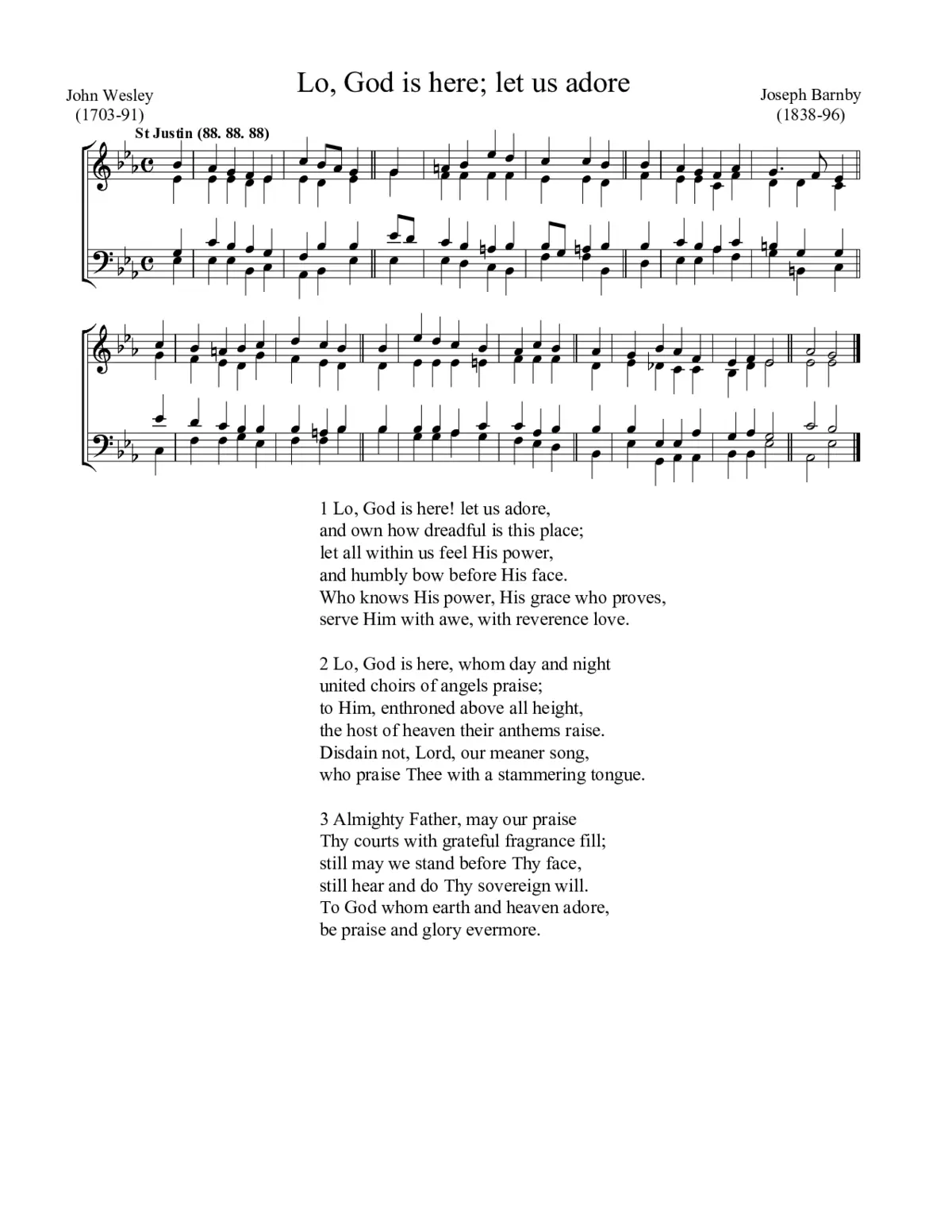 Lo, God is here; let us adore - Page 1