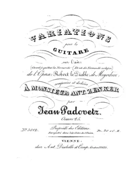 Variations pour la Guitare sur l'Air "Quant je quittai la Normandie; Eh ich die Normandie verlassen" de l'Opéra " Robert le Diable" de Meyerbeer