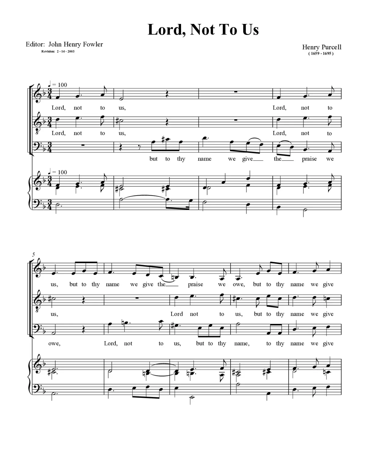 Lord, not to us, Z 137 - Page 1