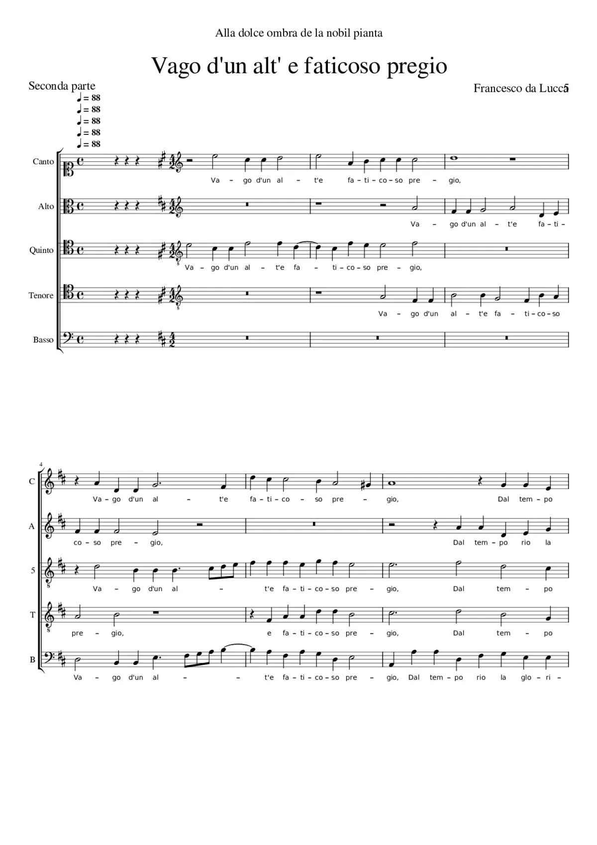 Vago d'un alt' e faticoso pregio - Page 1