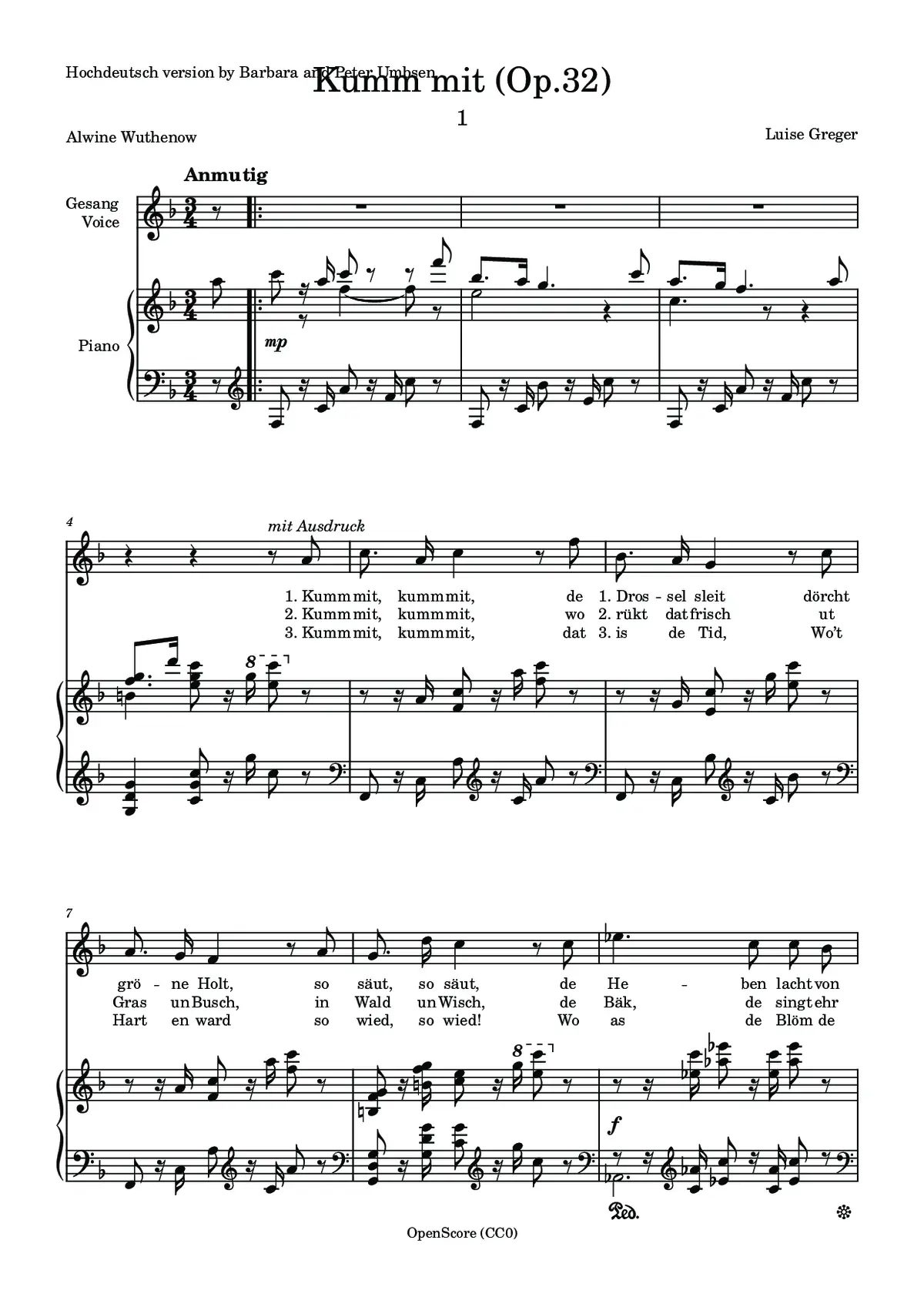 Kumm mit, Op.32 - Page 1