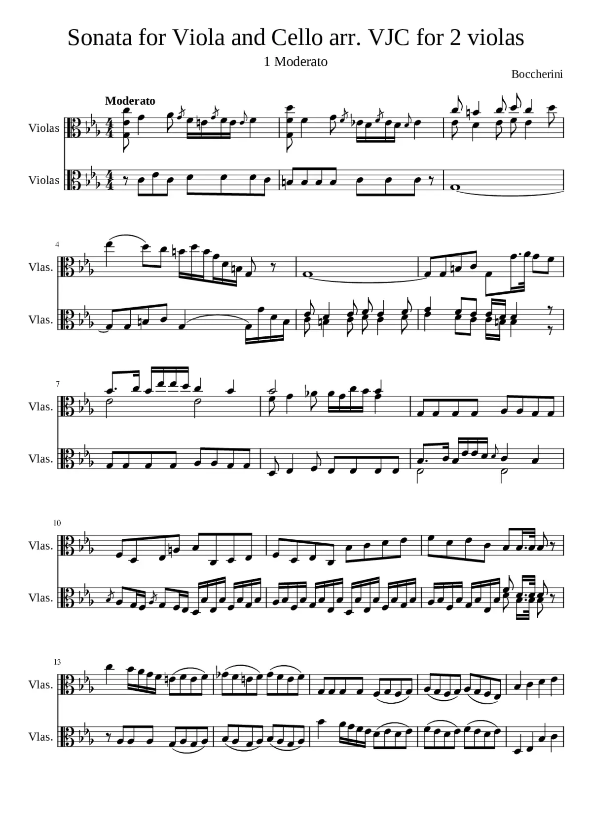 Boccherini Sonata for Viola and Cello arr. for 2 Violas - Page 1
