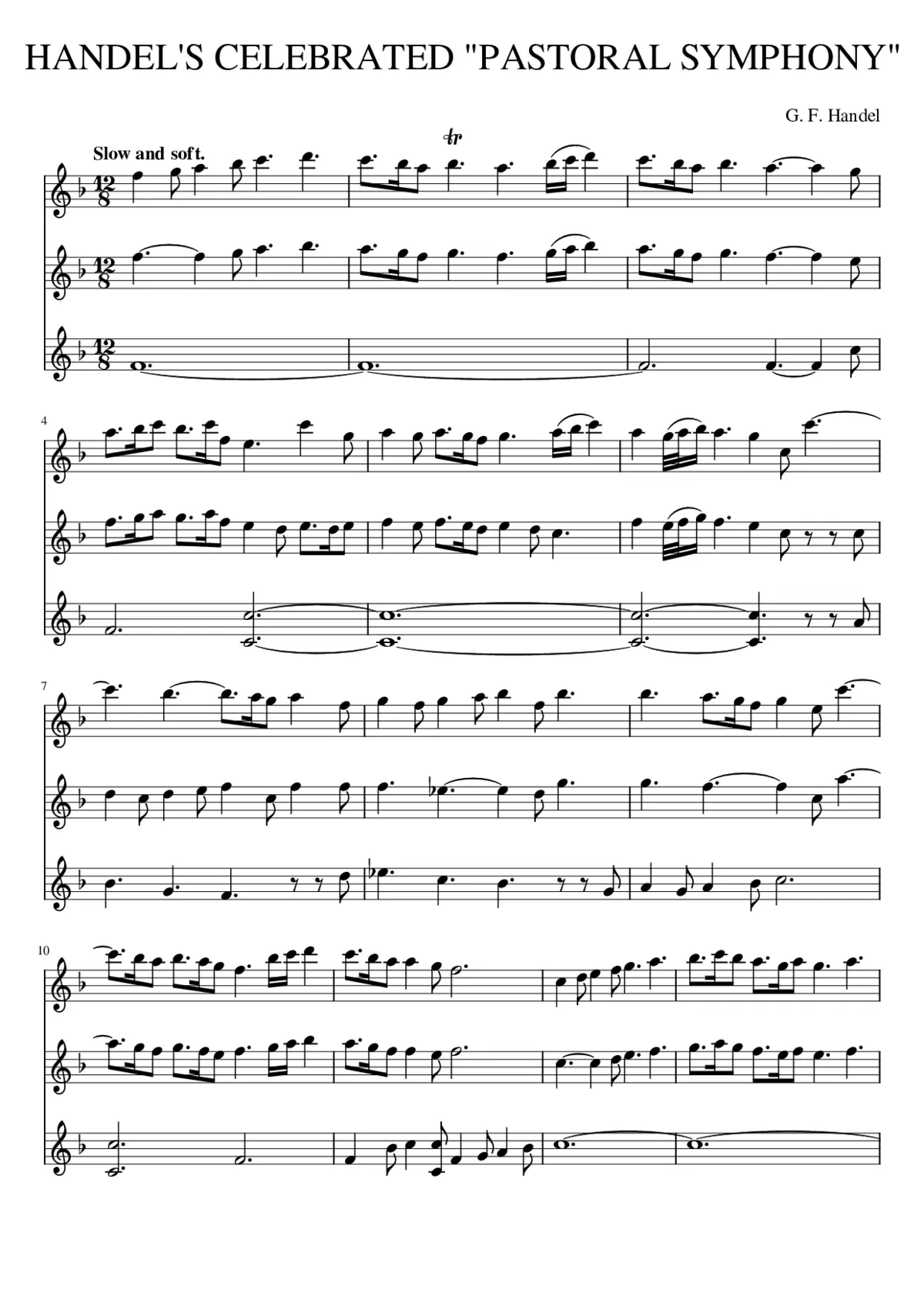 HANDEL'S CELEBRATED PASTORAL SYMPHONY - Page 1